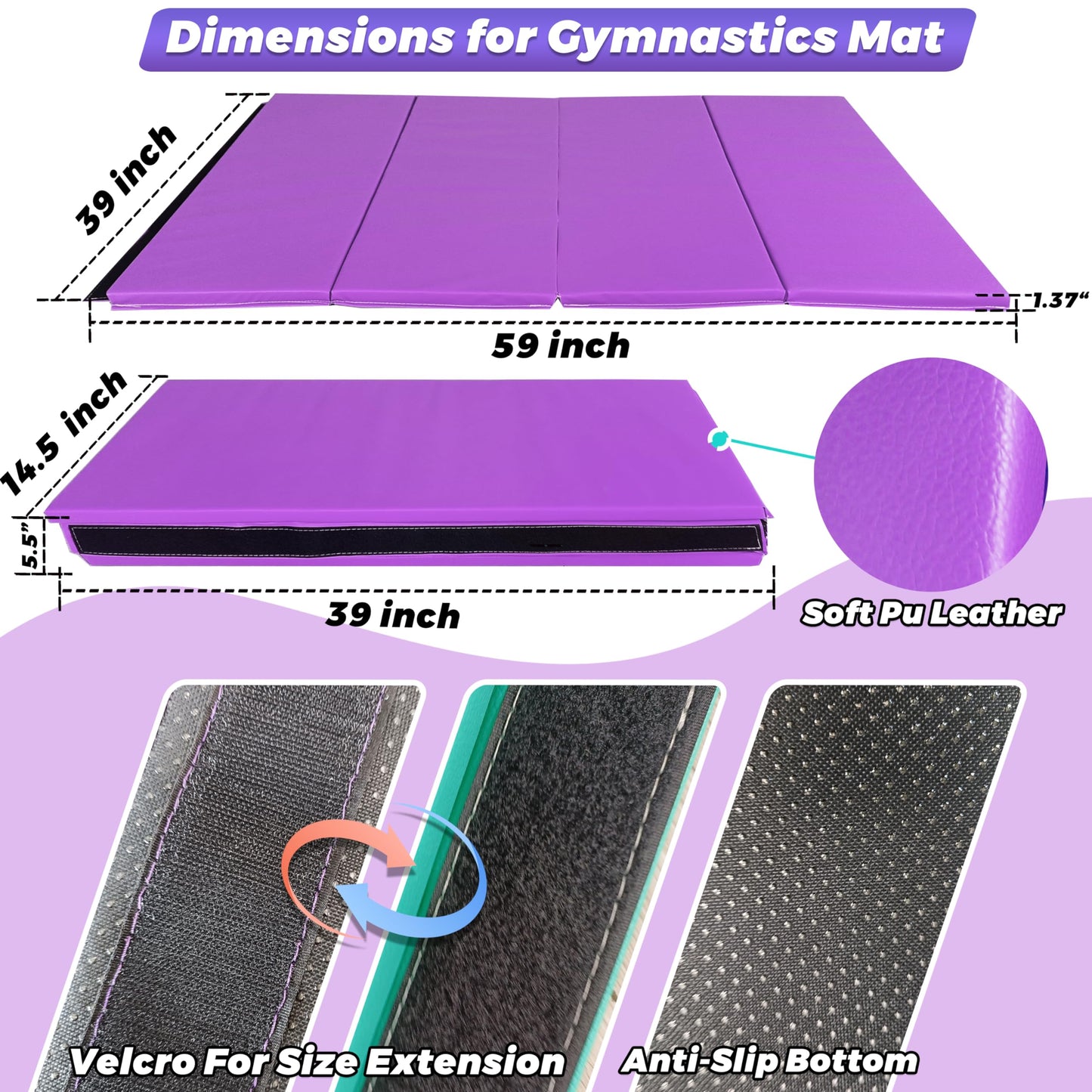 FC FUNCHEER Foldable Gymnastics Bar,5FT Horizontal bar,Adjustable Kids Training bar for Kids Ages 3-15,Kids Gymnastics bar,Triangle Stable Structure-Gym Equipment for Home