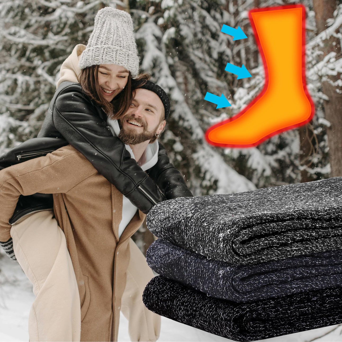 Falari 3-Pack Men's Winter Thermal Socks Heated Sox for Out Door Activities