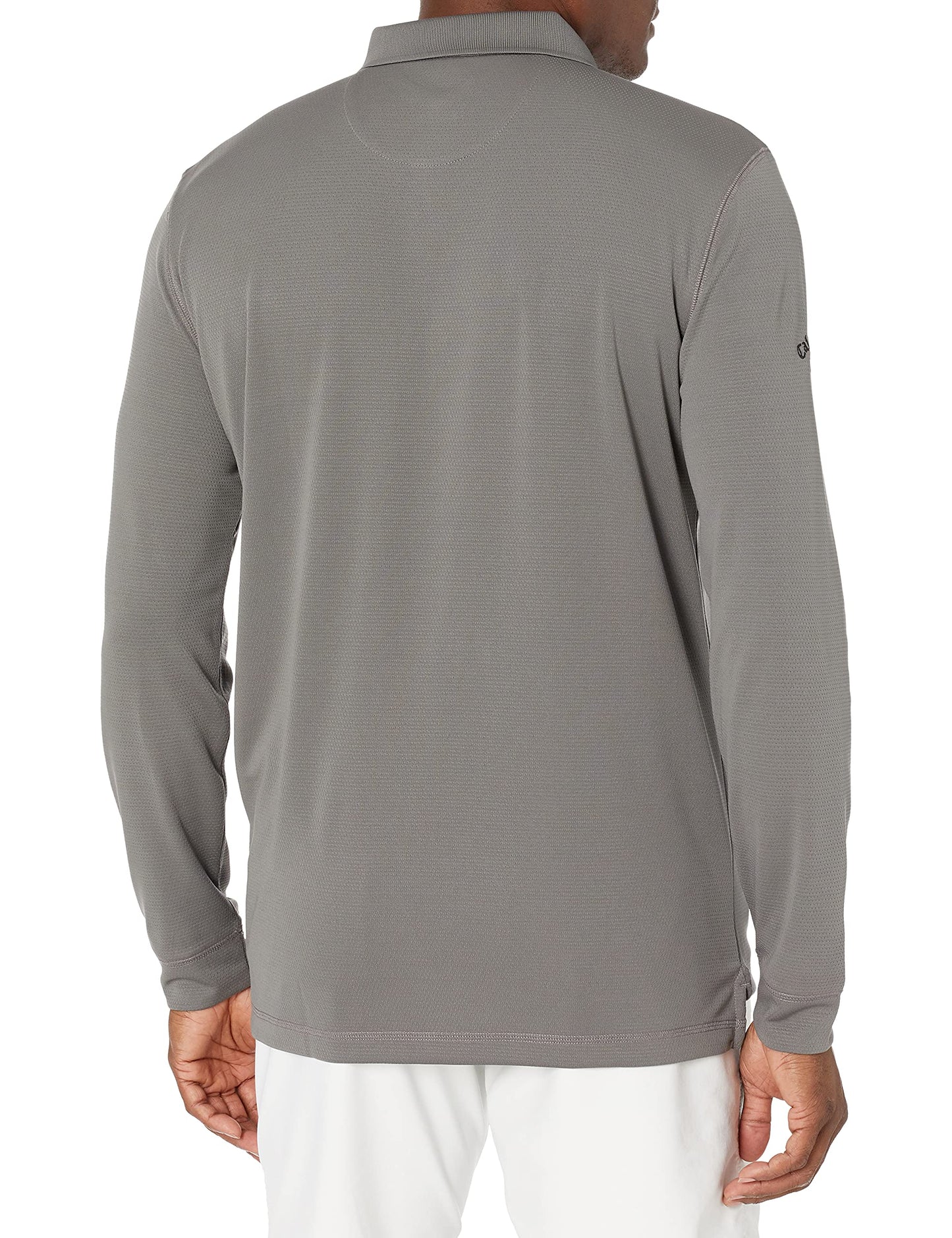 Callaway Men's Opti-Dri Long Sleeve Polo Shirt, Uv Block Sun Protection, Performance Shirts For Men, Classic Fit, Extended Sizing (Sizes Xs-4Xl), Smoked Pearl, Medium