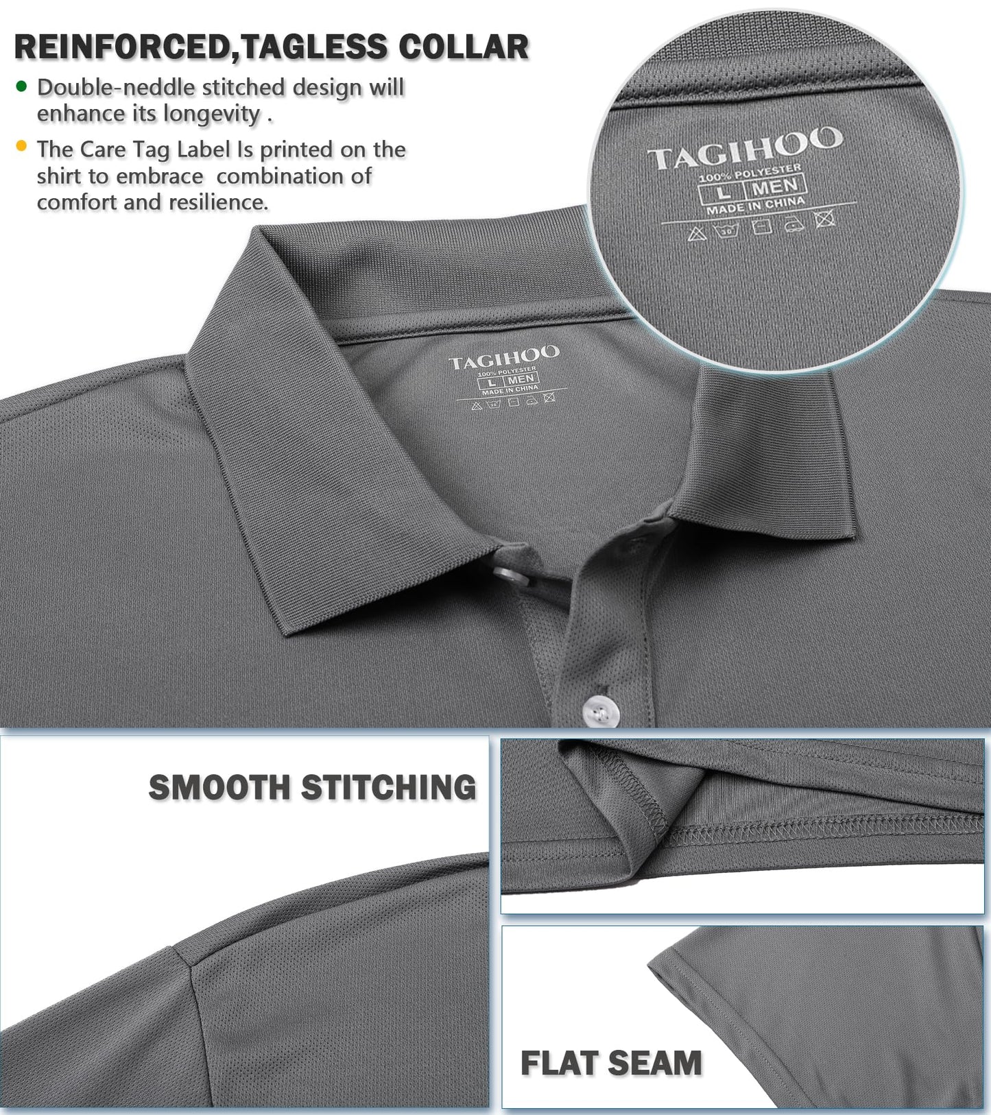 TAGIHOO 5 Pack Men's Mesh Athletic Polo Shirt Quick Dry Golf Moisture Wicking Active Short Sleeve Workout Training(2B2W1G,XL)