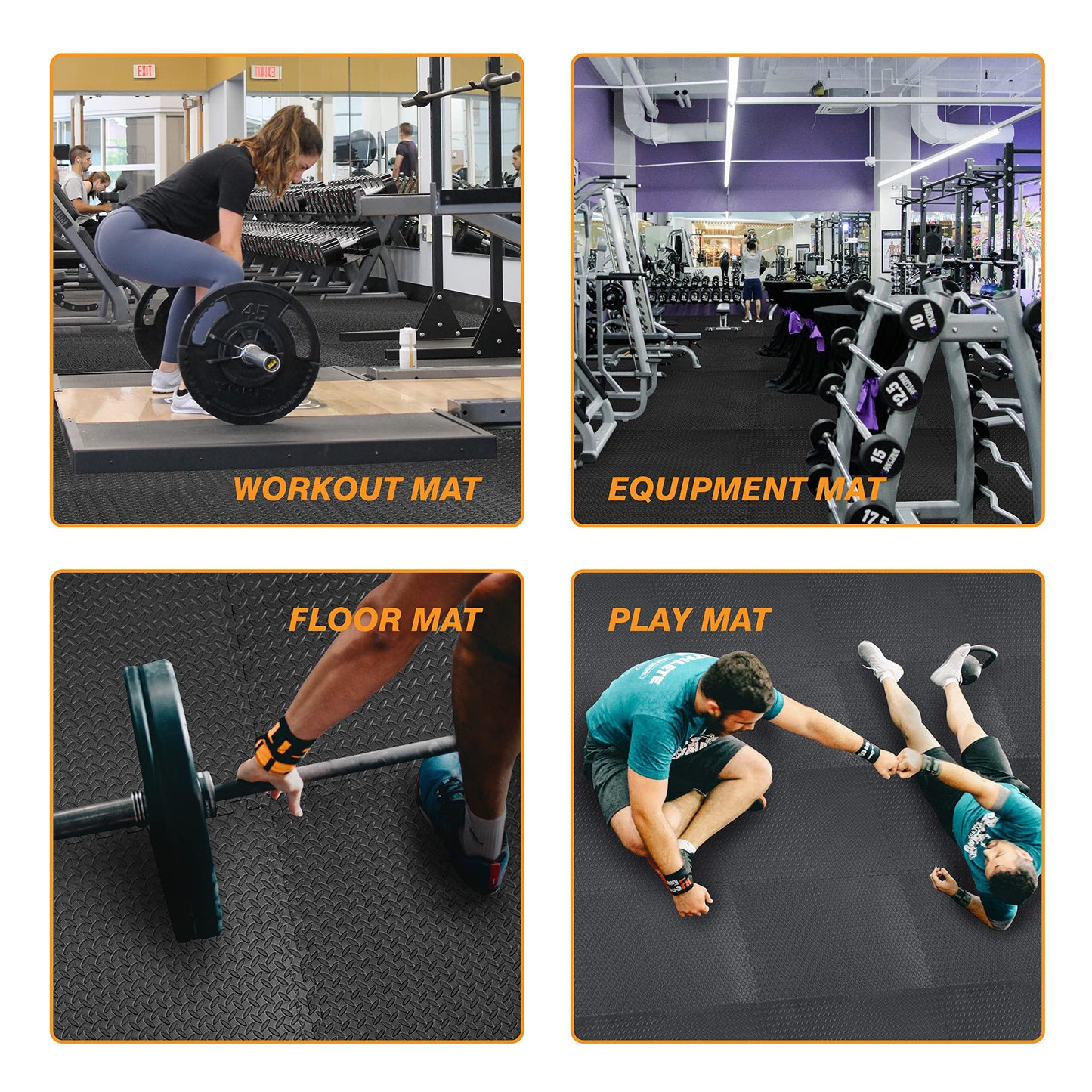 Mat Block APM36001BK Torin Interlocking Foam Exercise Floor Mats: 144 SQ FT, 1/2 inch, 36 Tiles, EVA Gym Mat Flooring, Exercise Equipment Mat for Home Gym Equipment, Black