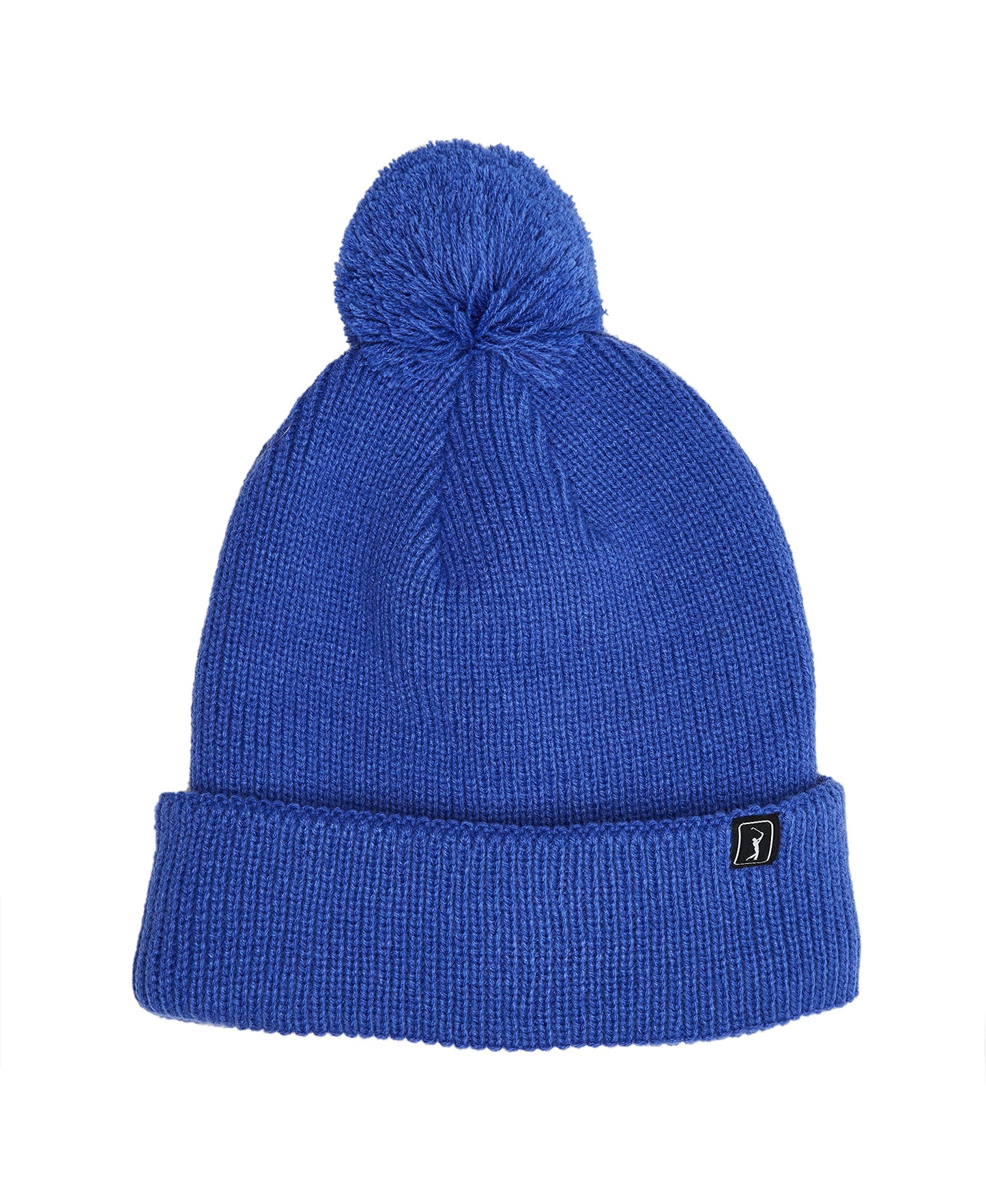 PGA TOUR Men’s Knit Beanie Hat, Cuffed With Pom Pom Detail, Dazzling Blue With Pom Pom, One Size