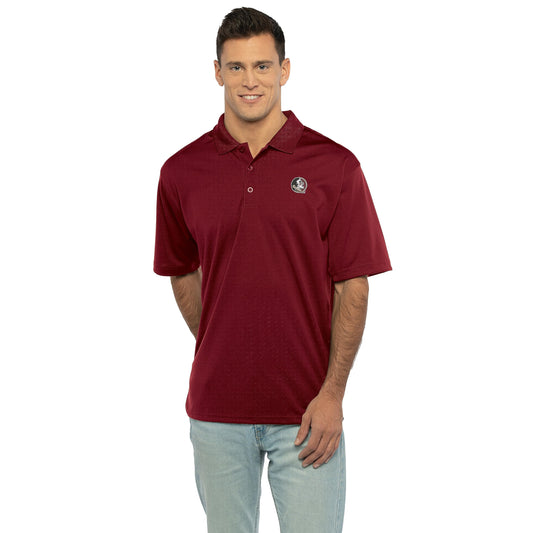 Vantage Apparel Men's Collegiate Premium Moisture Wicking Team Color Icon Polo, Florida State Seminoles, Deep Maroon, Medium