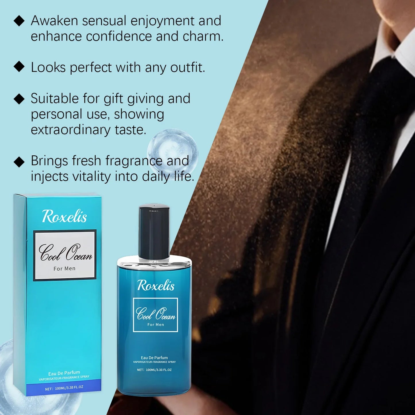 Roxelis Pheromone Light Perfume Spray For Men Lasting Fragrance Scent Of Fresh Natural Elegant Release Charming Dating Perfume
