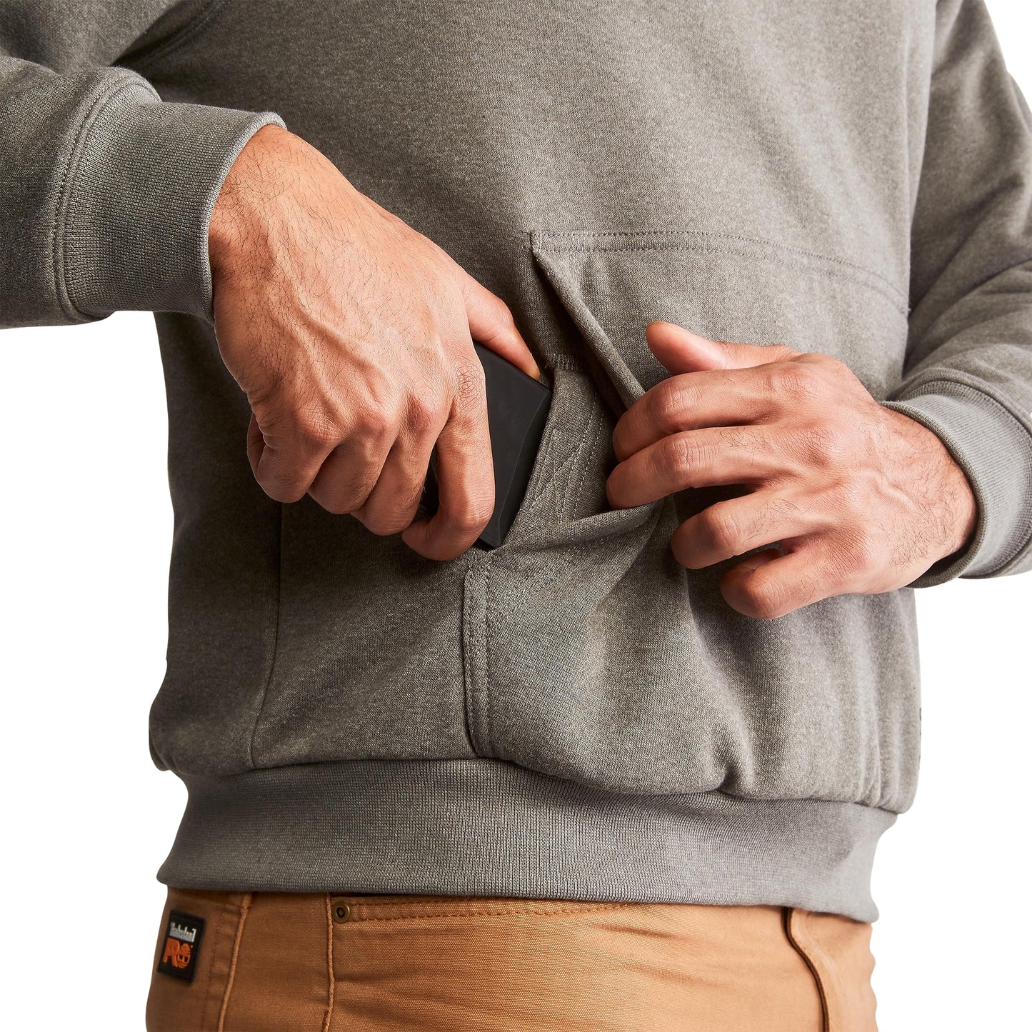 Timberland PRO Men's Standard Honcho Sport Double Duty Pullover Hooded Sweatshirt, Dark Charcoal Heather-White, L