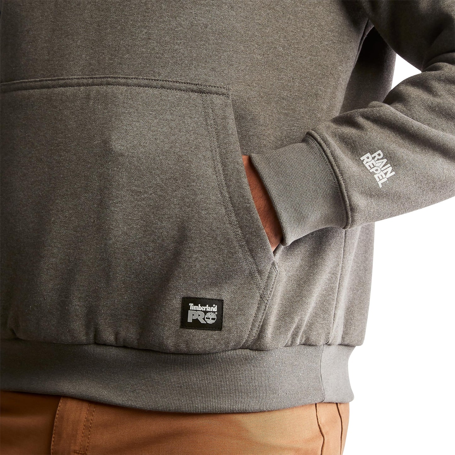 Timberland PRO Men's Standard Honcho Sport Double Duty Pullover Hooded Sweatshirt, Dark Charcoal Heather-White, L