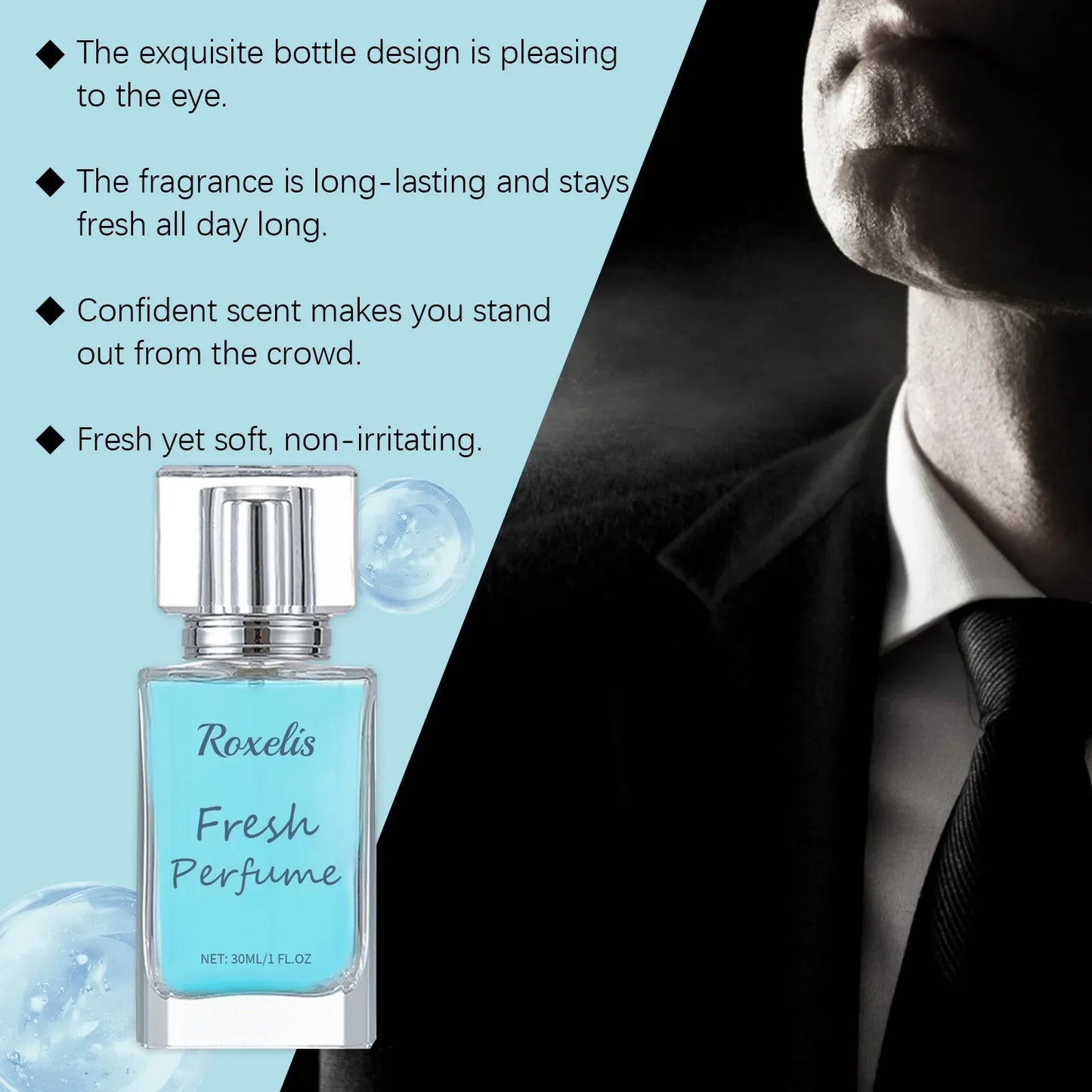 Roxelis 50ml Cologne Pheromone Perfume Bergamot Amber Wood Dating Long Lasting Fragrance Floral Scent Flirting Men Perfume Mist