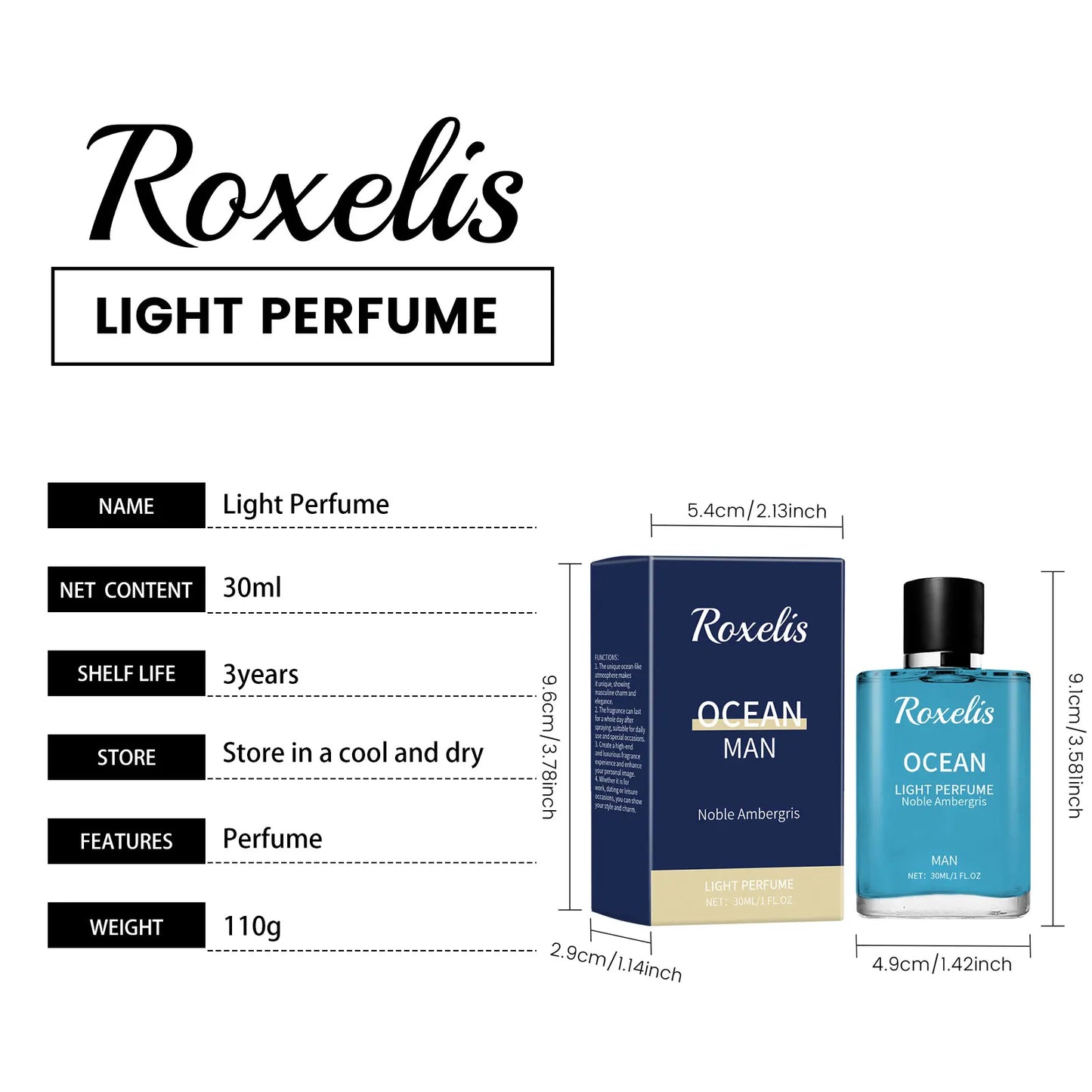 Roxelis Pheromone Light Perfume Spray For Men Lasting Fragrance Scent Of Fresh Natural Elegant Release Charming Dating Perfume