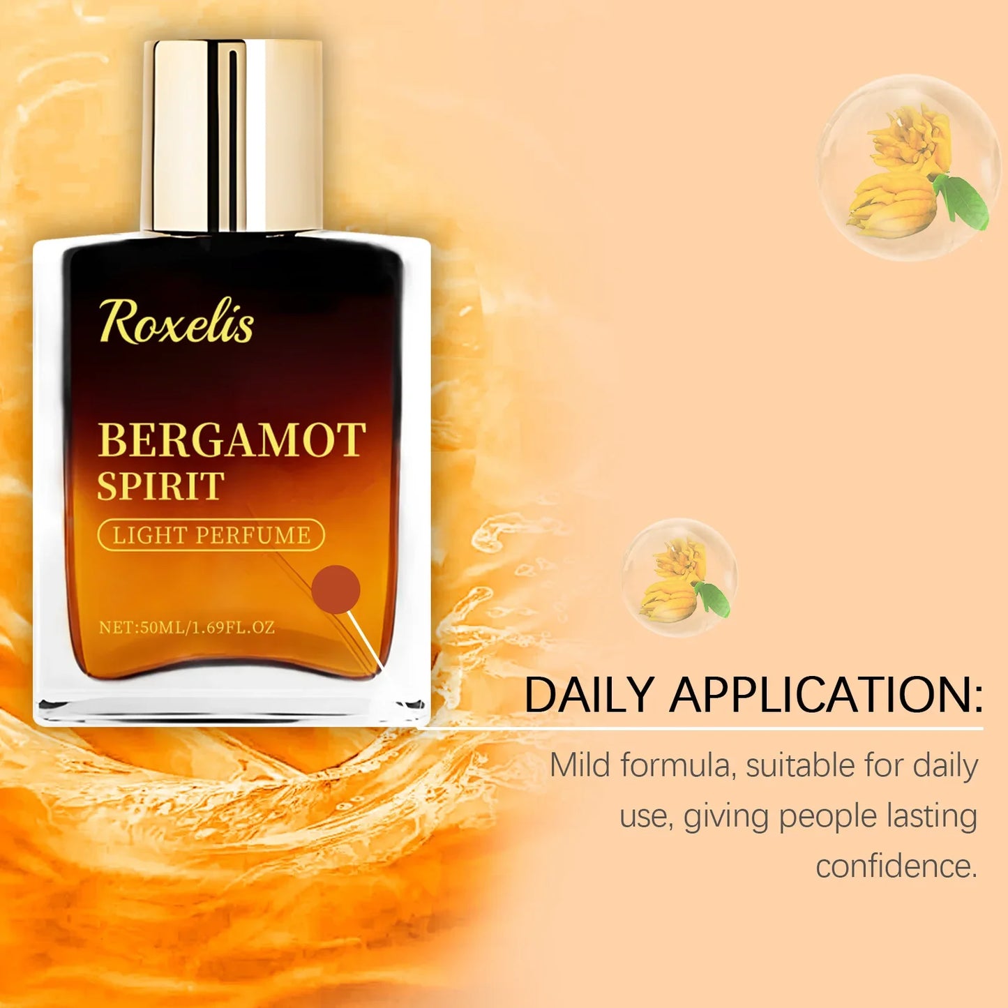 Roxelis 50ml Men Bergamot Perfume Dating Flirting Long Lasting Pheromone Fragrance Refreshing  Deodorant Charming Scent Perfume