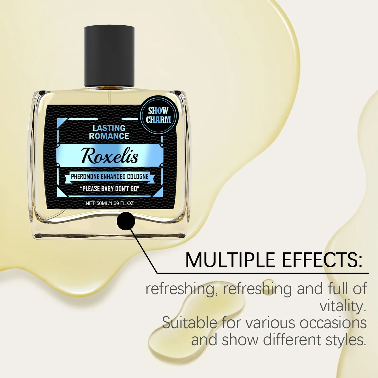 Roxelis 50ml Cologne Pheromone Perfume Bergamot Amber Wood Dating Long Lasting Fragrance Floral Scent Flirting Men Perfume Mist