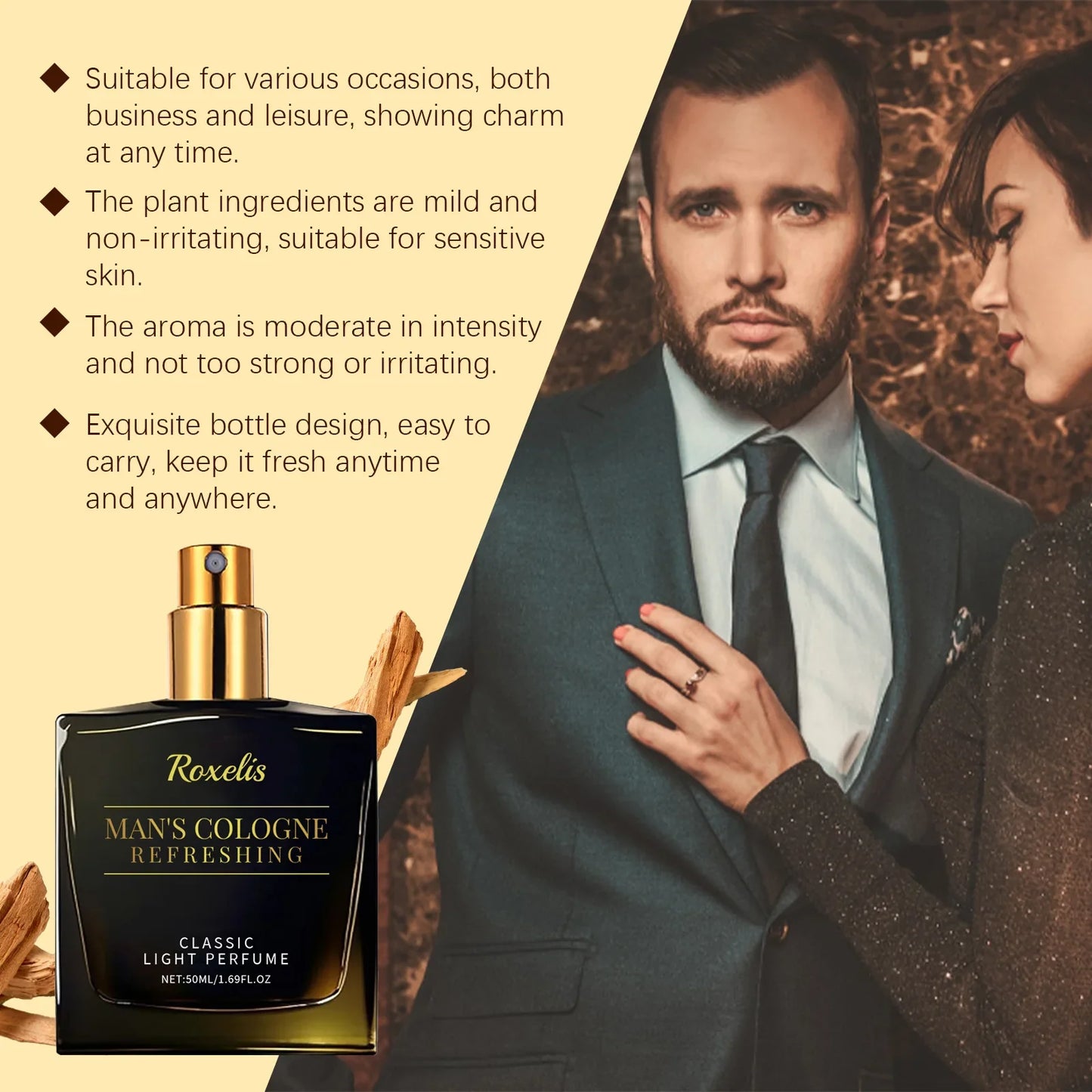 Roxelis 50ml Gentlemen Cologne Pheromone Perfume Dating Flirting Long Lasting Fragrance Release Charming Atmosphere Perfume