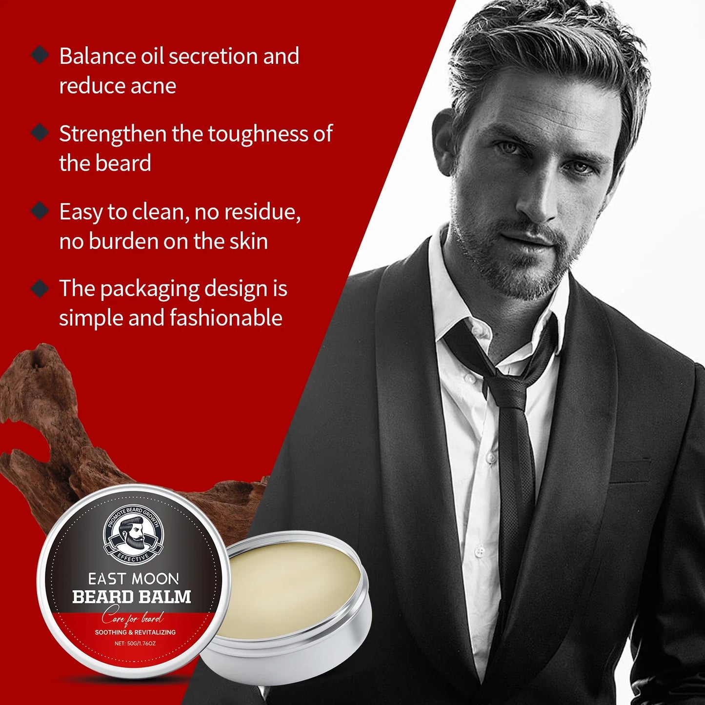 East Moon Men's Perfume Cedar Scent Balm Beard Balm Long Lasting Fragrance Wood Fragrance Fresh Release Men'S Charm Perfume