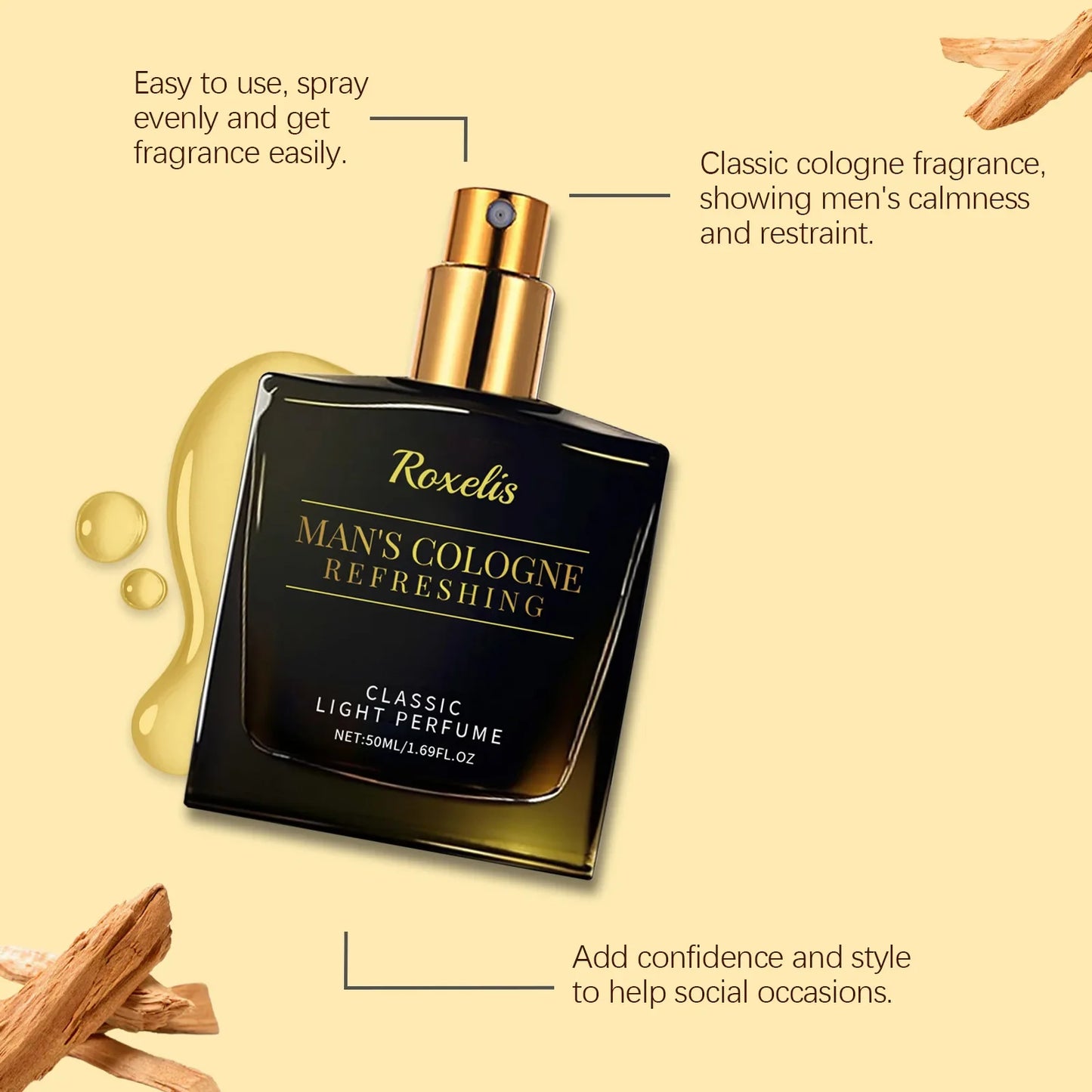 Roxelis 50ml Gentlemen Cologne Pheromone Perfume Dating Flirting Long Lasting Fragrance Release Charming Atmosphere Perfume