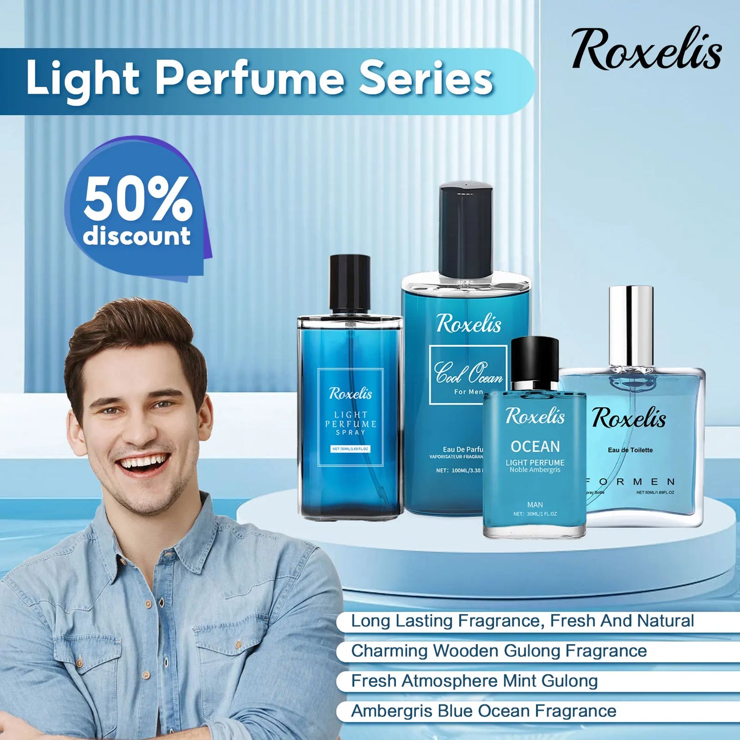 Roxelis Pheromone Light Perfume Spray For Men Lasting Fragrance Scent Of Fresh Natural Elegant Release Charming Dating Perfume