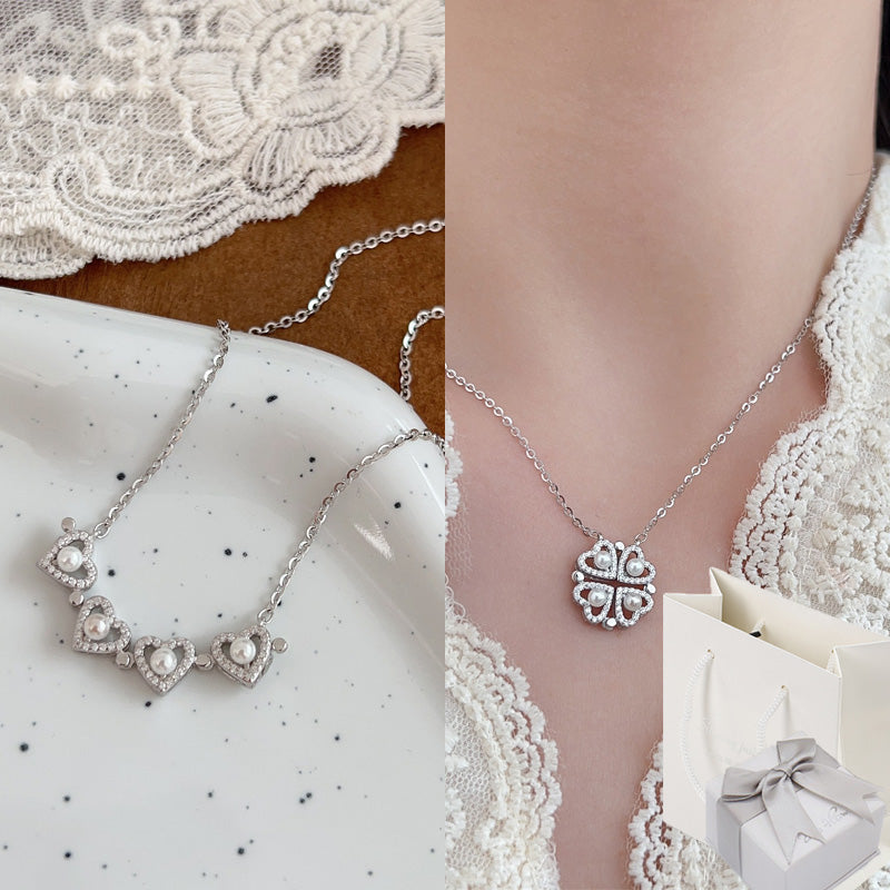 Four-Leaf Clover Genuine Love Necklace Women's Sterling Silver 999