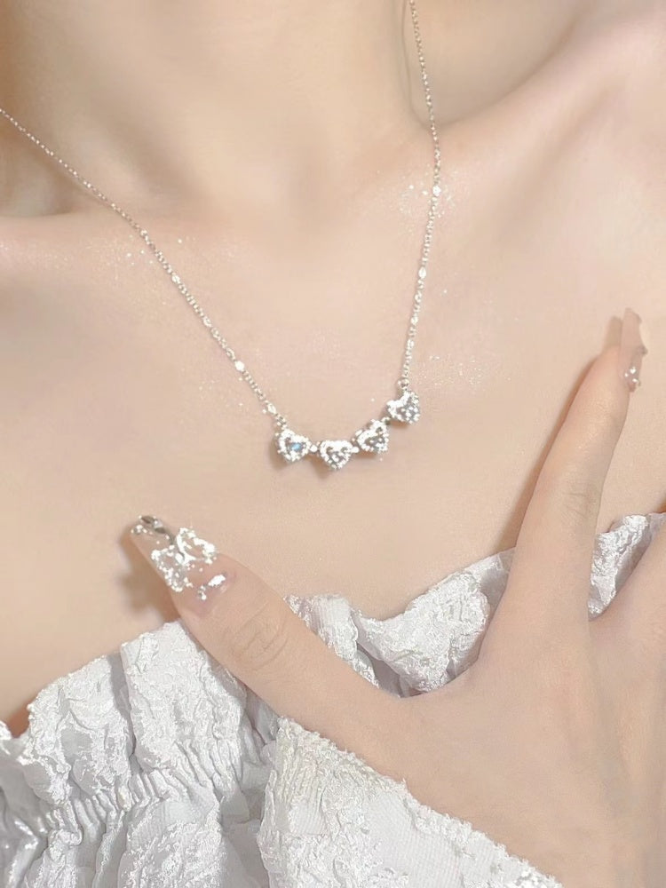 Clover 999 Sterling Silver Necklace for Women Light Luxury Minority Fancy Heart 2025 New Arrival Best Selling Clavicle Chain Gift