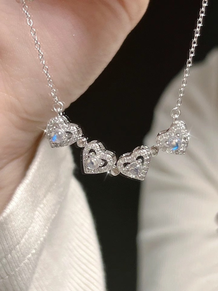 Clover 999 Sterling Silver Necklace for Women Light Luxury Minority Fancy Heart 2025 New Arrival Best Selling Clavicle Chain Gift