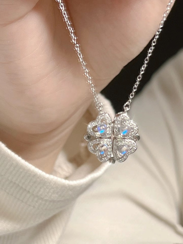 Clover 999 Sterling Silver Necklace for Women Light Luxury Minority Fancy Heart 2025 New Arrival Best Selling Clavicle Chain Gift