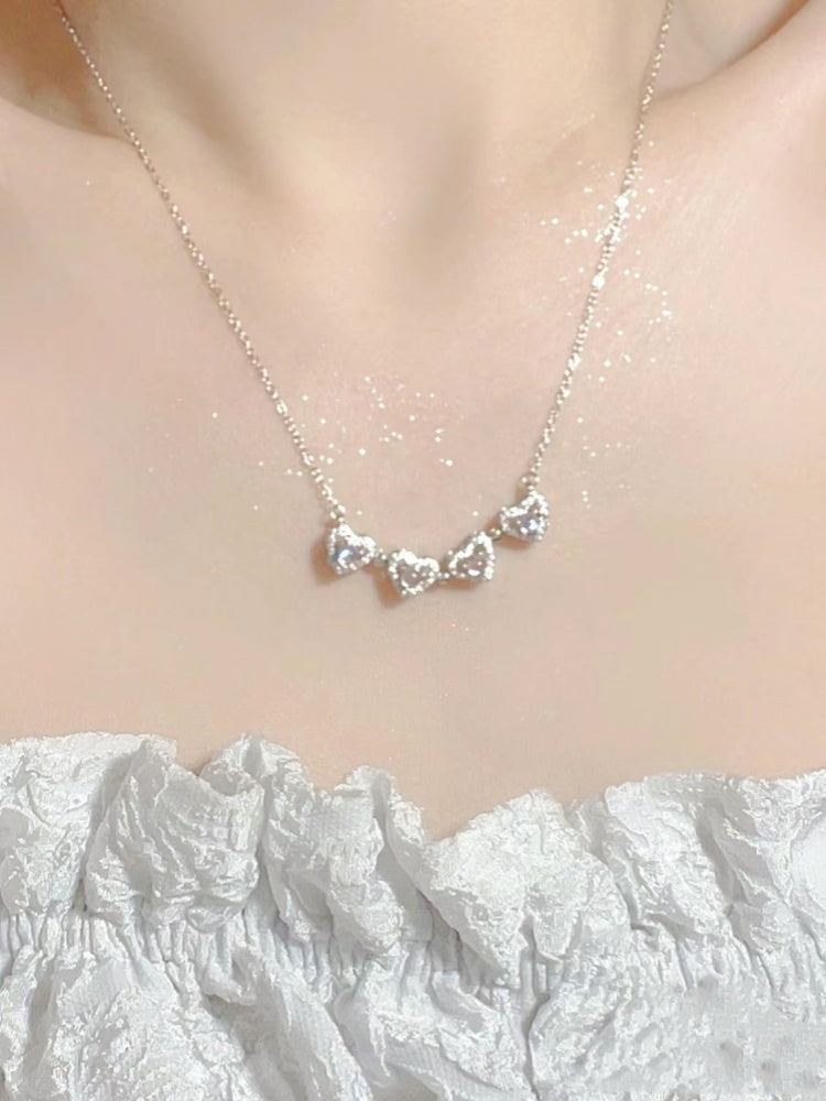 Clover 999 Sterling Silver Necklace for Women Light Luxury Minority Fancy Heart 2025 New Arrival Best Selling Clavicle Chain Gift