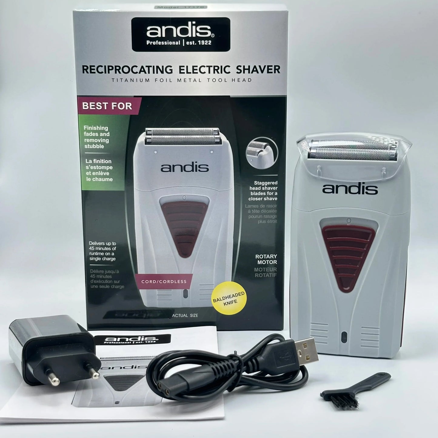 Original Andis 17170 Foil Lithium Titanium Shaver Smooth Shaving Cordless Shaver With Charger  For Men Razor Bald Hair Clipper