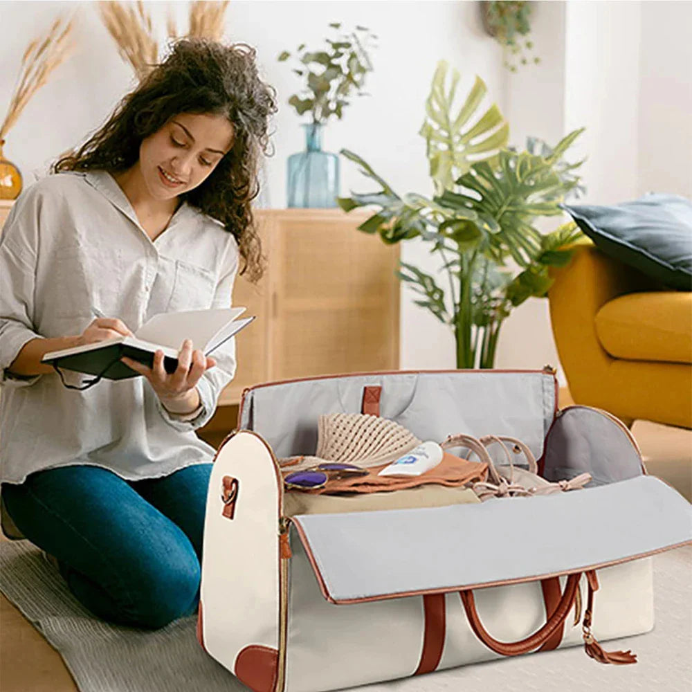 Buylor 2pcs Bags Foldable Suit Bag Large Capacity Travel Duffle Bag Waterproof Women Handbag Outdoor Fitness Bag With Shoe pouch