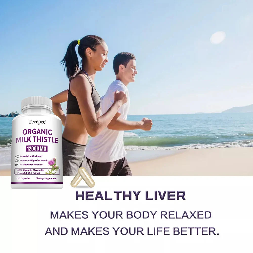 Liver Health Supplement 12000mg,Milk Thistle Extract, Protects The Liver, Supports Cleansing, Detoxification and Repair, Non-GMO