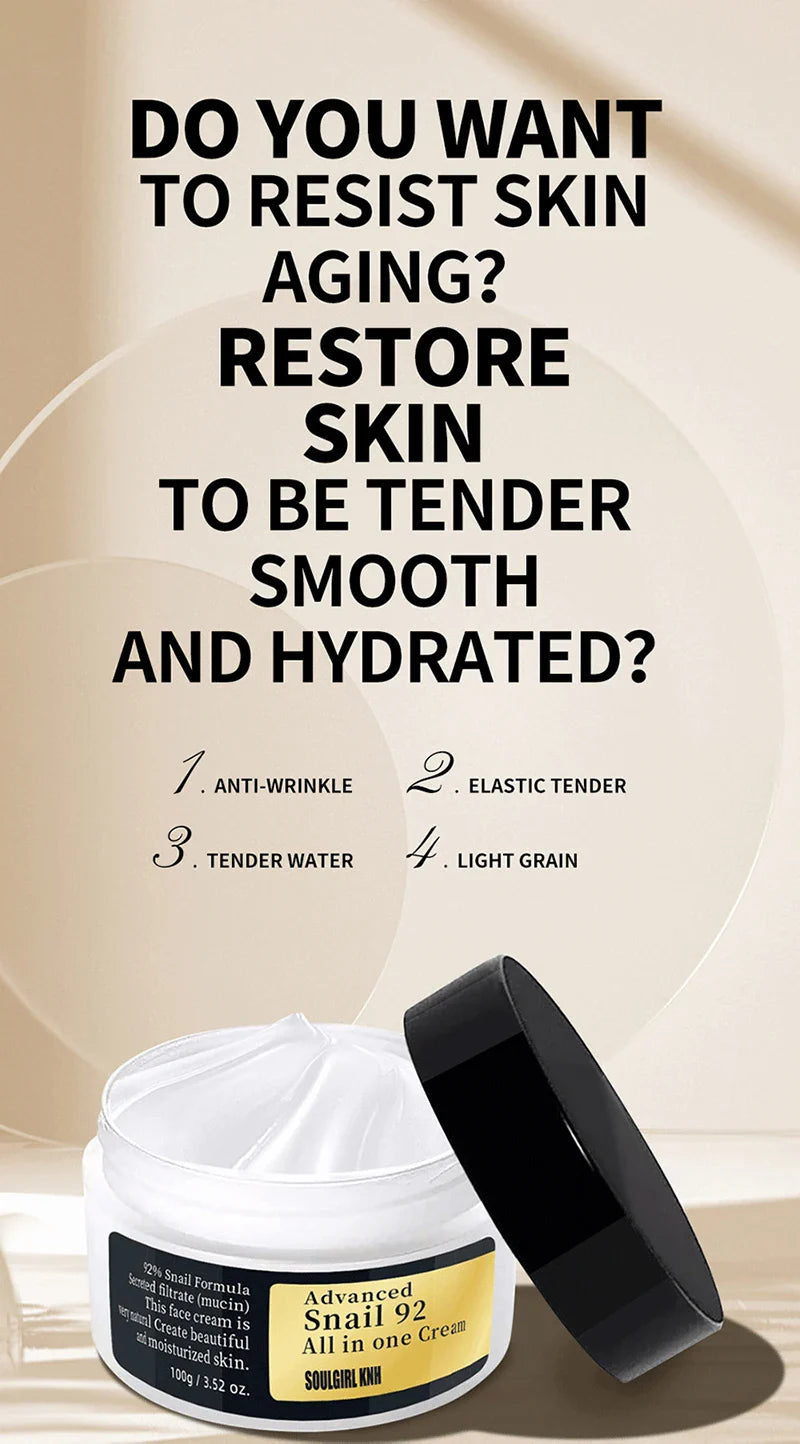 Collagen Snail Mucin 92% Repair Face Cream Repairing Lift Firm Anti-aging Fade Fine Lines Acne Treatment Brightening Skin Care