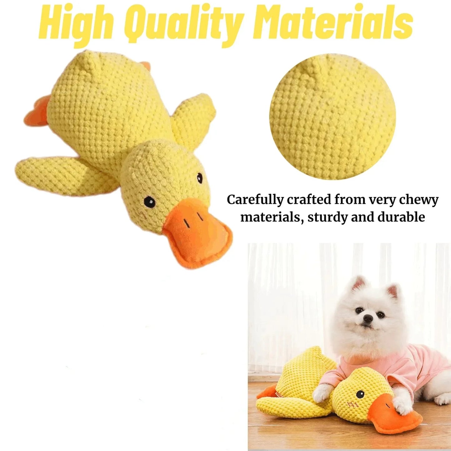 Dog Chew Toy Plush Duck Sound Toy Quacking Pet Toys Grinding Teeth Fun Interactive Entertainment Dog Supplies Small Large Dog