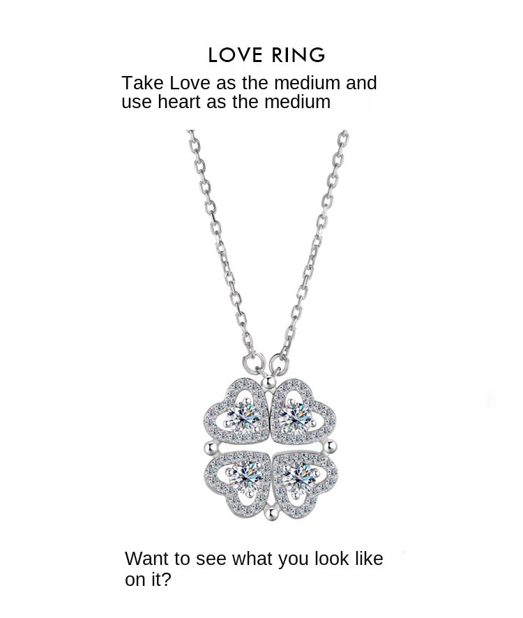 Sterling silver S925 four-leaf clover necklace for women Light Luxe Mosan diamond clavicle chain flower-shaped pendant for women