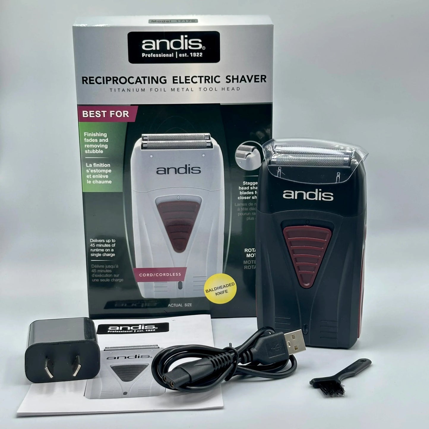 Original Andis 17170 Foil Lithium Titanium Shaver Smooth Shaving Cordless Shaver With Charger  For Men Razor Bald Hair Clipper