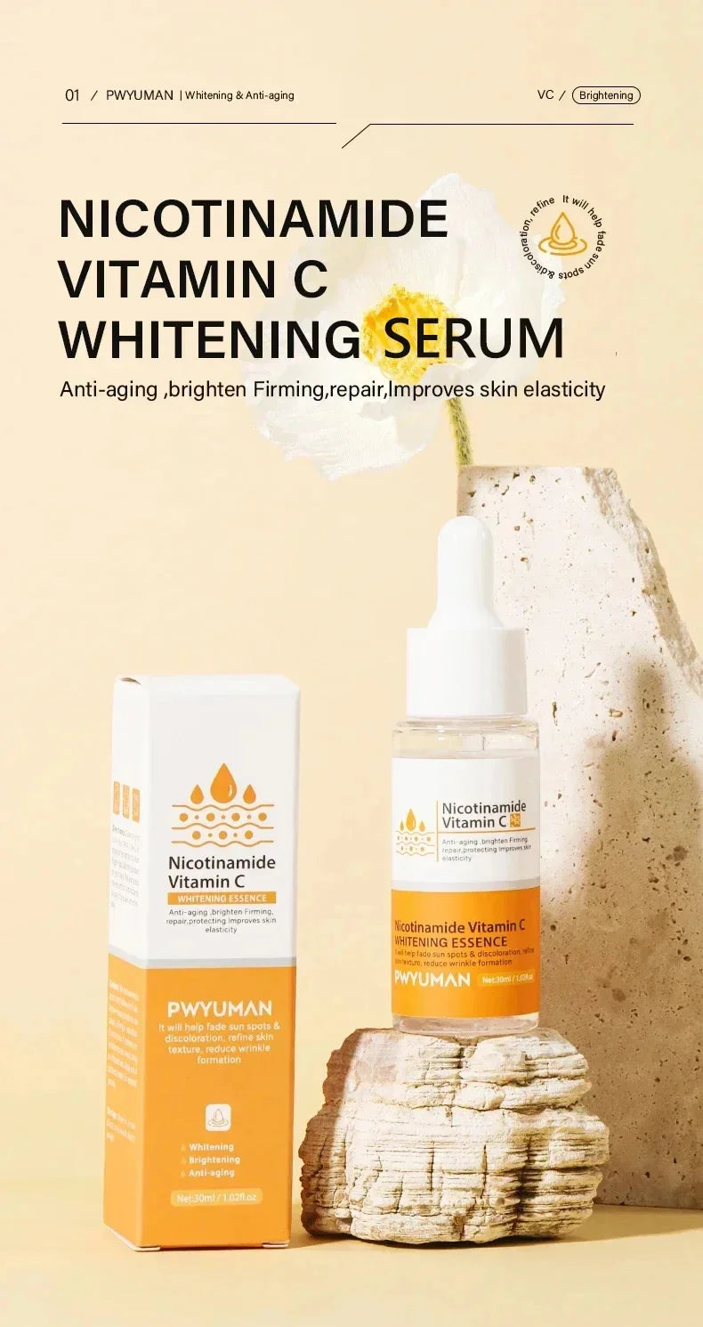 Vitamin C Whitening Freckles Serum Cream Remove Dark Spots Fade Melasma Lighten Melanin Pigment Bleaching Moisturizing Skin Care