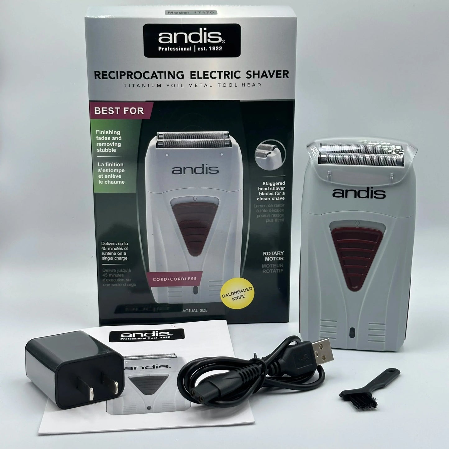 Original Andis 17170 Foil Lithium Titanium Shaver Smooth Shaving Cordless Shaver With Charger  For Men Razor Bald Hair Clipper