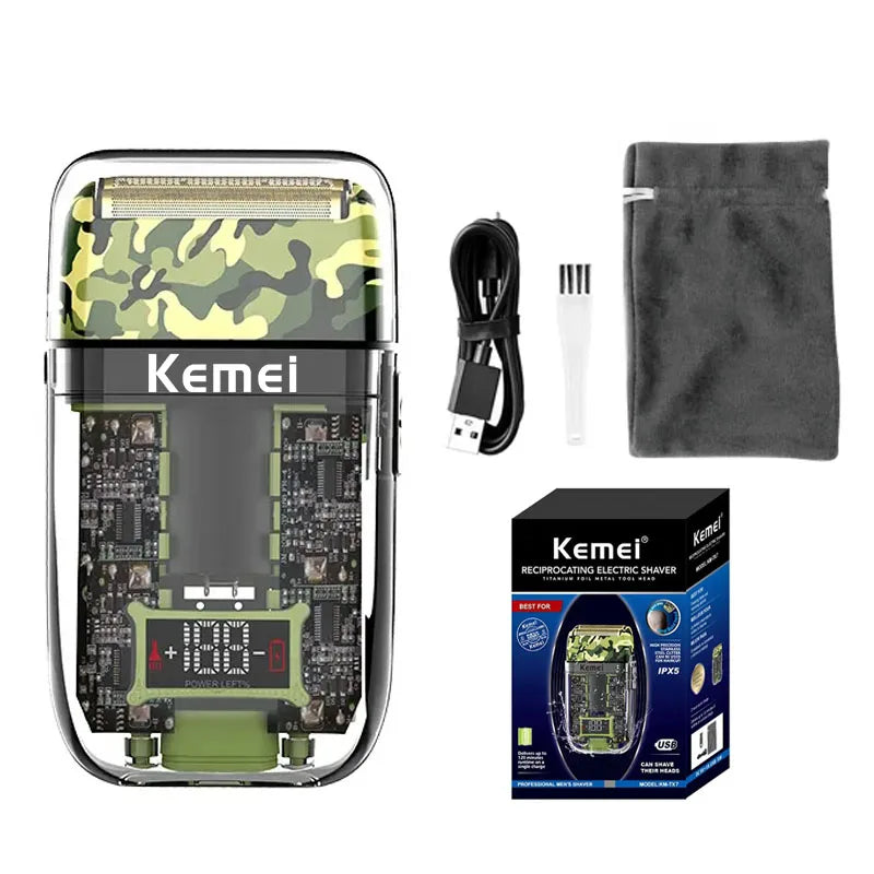 Kemei Transparent Body Electric Hair Clippers Kit KM-1926 KM-1928 Rechargeable Trimmer KM-TX7 Waterproof Men's Shaver Barber