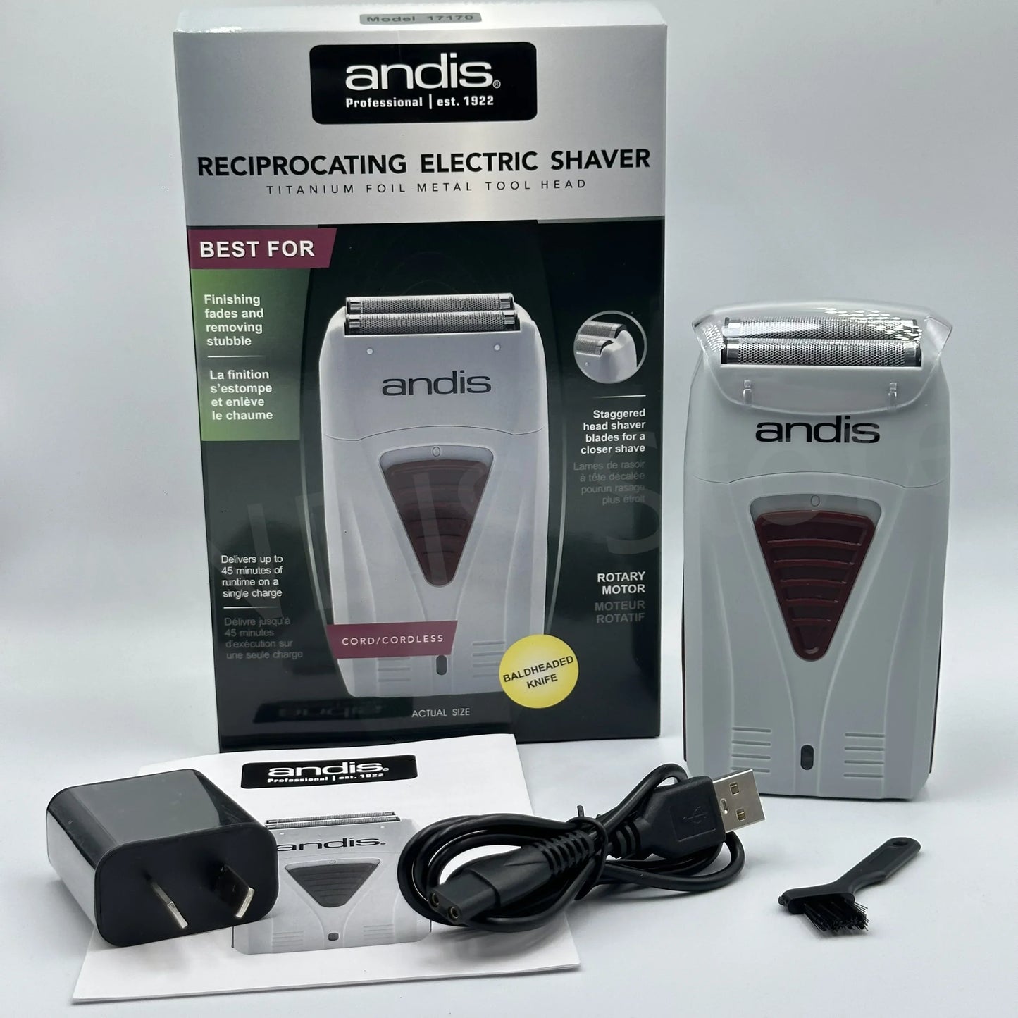 Original Andis 17170 Foil Lithium Titanium Shaver Smooth Shaving Cordless Shaver With Charger  For Men Razor Bald Hair Clipper