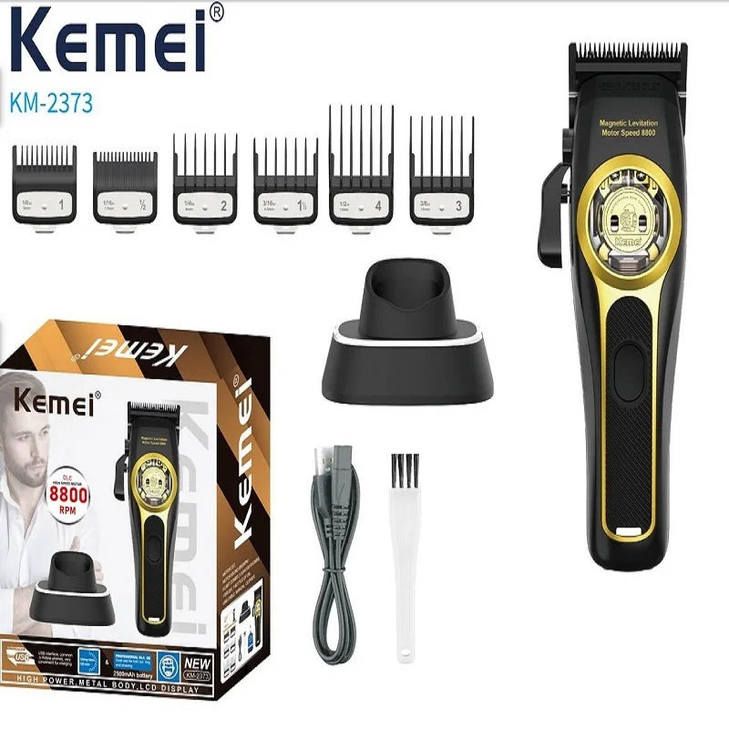 Kemei Professional Hair Clipper Magnetic Levitation Motor 8800 Rpm Charging Base Hair Clipper Men's Hair Clipper KM-2373
