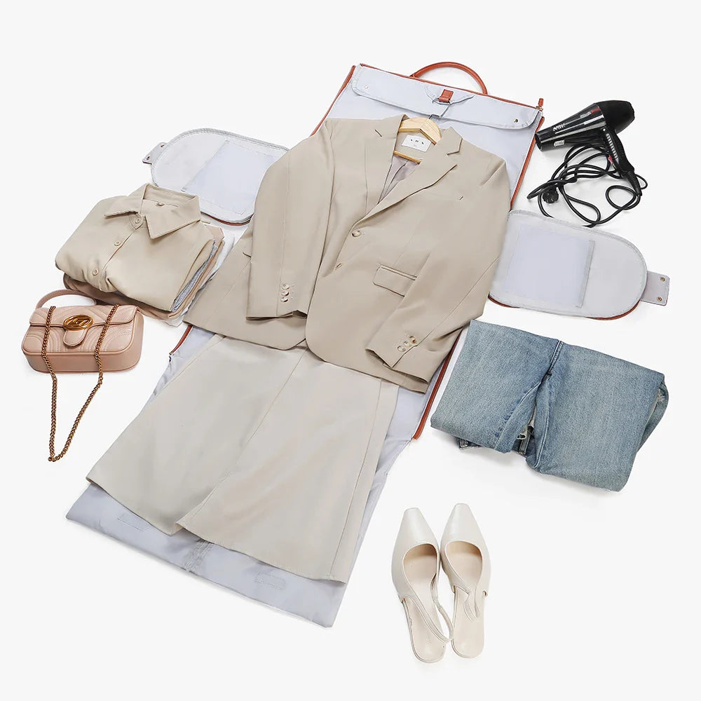 Carry On Garment Bag 55L Large Pu Leather Duffle Bag Waterproof With Shoe Pouch For 2 In 1 Hanging Suitcase Suit Travel Bags