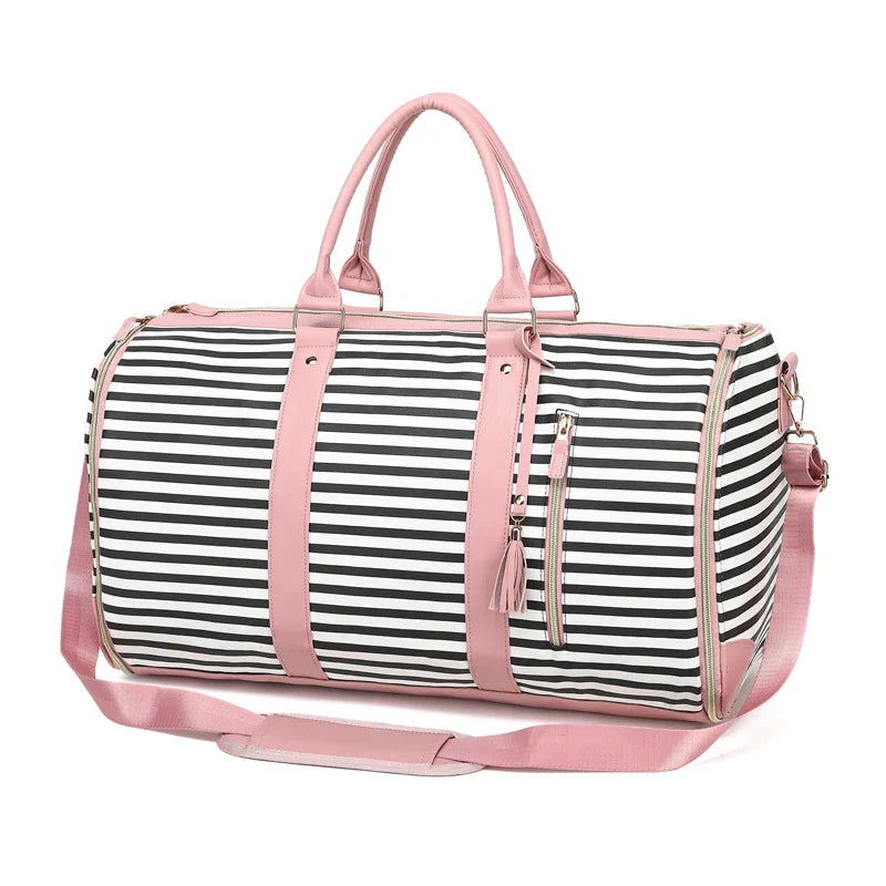 1pc Foldable Women's Travel Convenient Carry-on Clothing Bag Large PU Leather Duffel Bag Women's Business Travel Bag