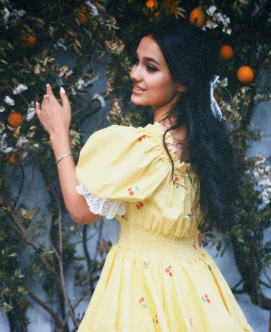 Vintage Puff Sleeve Mini Lace Dress Women Floral Printed Off Shoulder Ruffles Summer Dresses Party Elegant Square Neck Vestidos