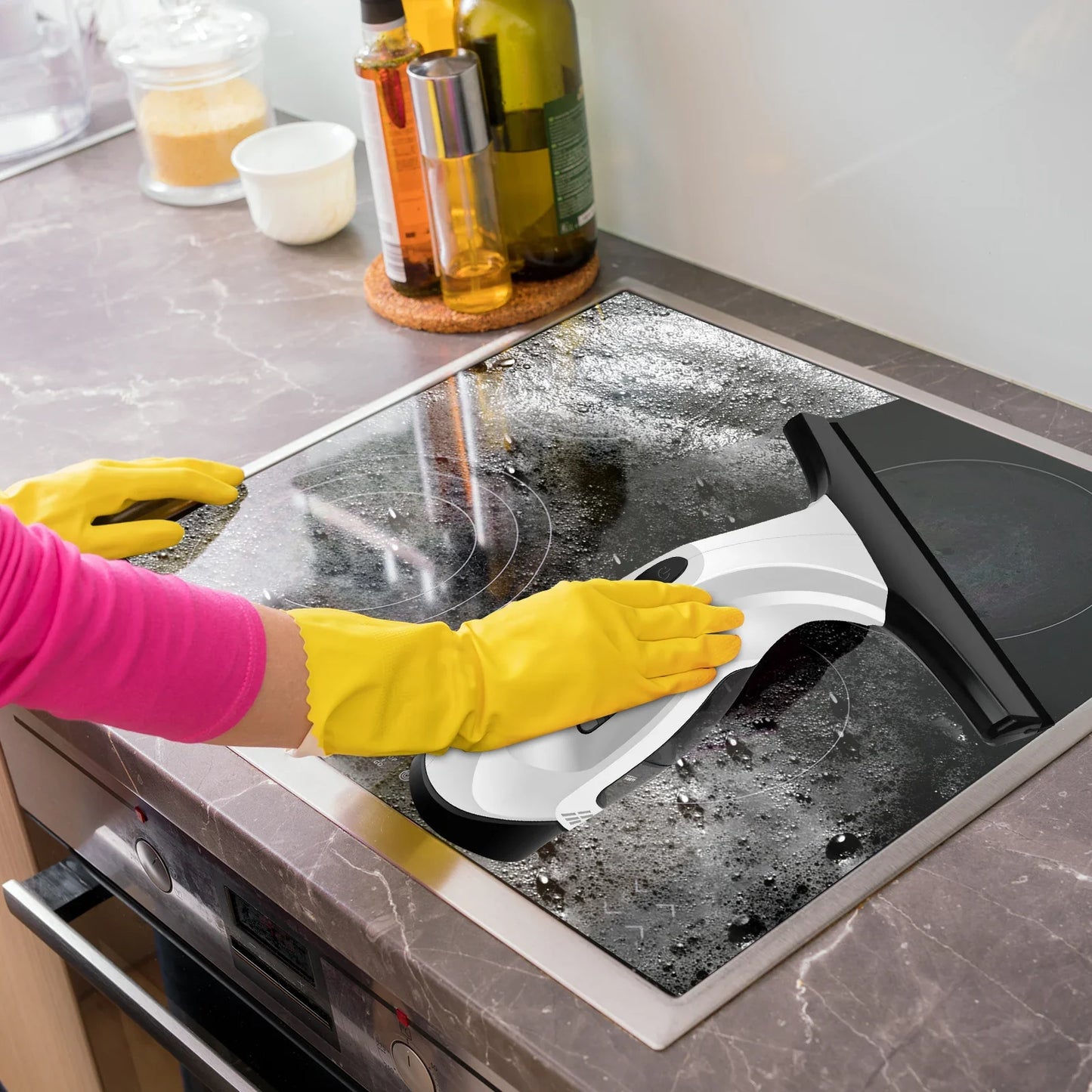 Cordless Window Vac Cleaner Rechargeable - 28cm Squeegee Element & 150ml Water Tank, Window Washer with 200ml Spray Bottle