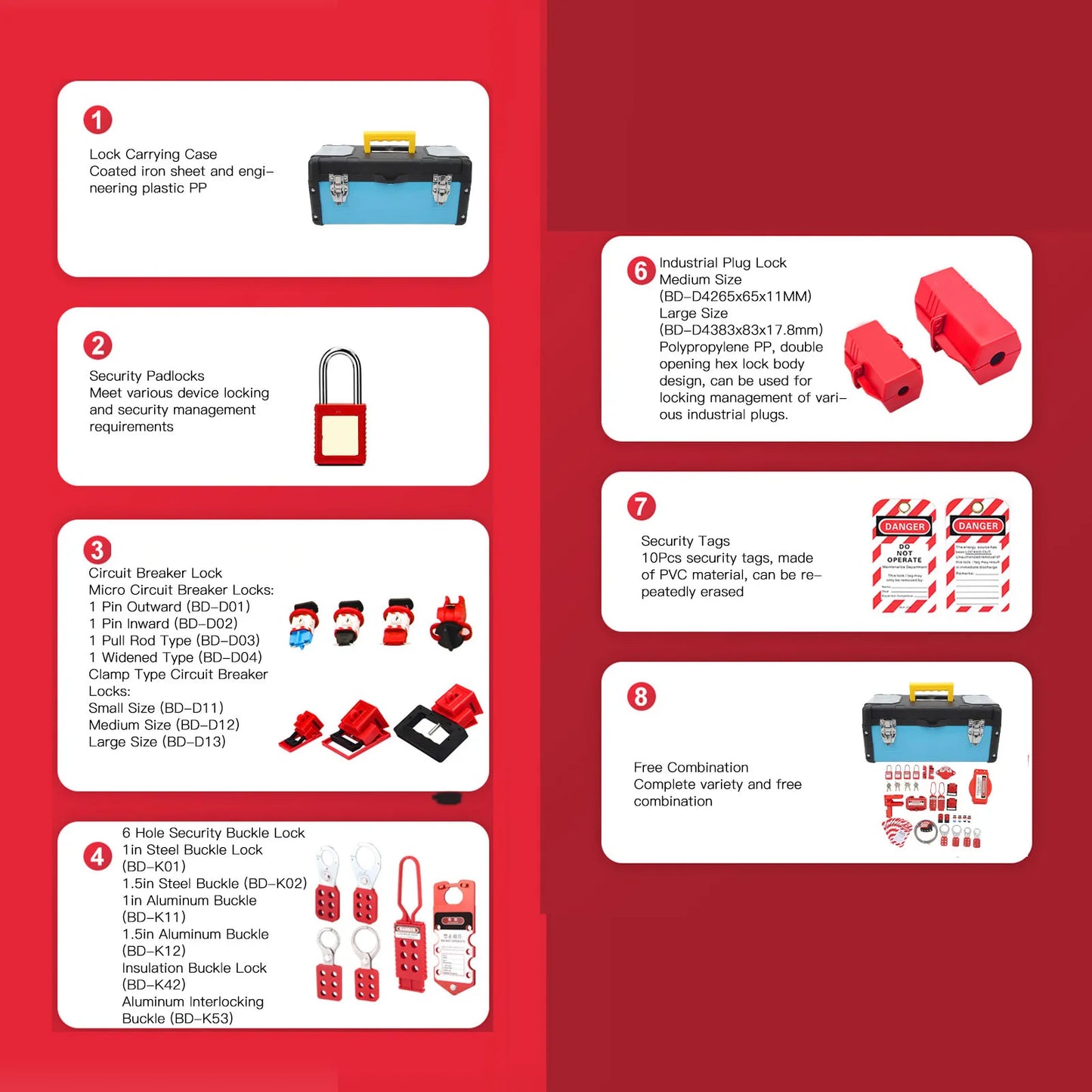 New 47 Pieces Lockout Tagout Kit Industrial Equipment Safe Locks Electrical Security Padlocks Combination Set