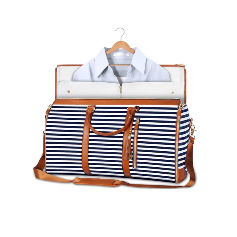 1pc Foldable Women's Travel Convenient Carry-on Clothing Bag Large PU Leather Duffel Bag Women's Business Travel Bag