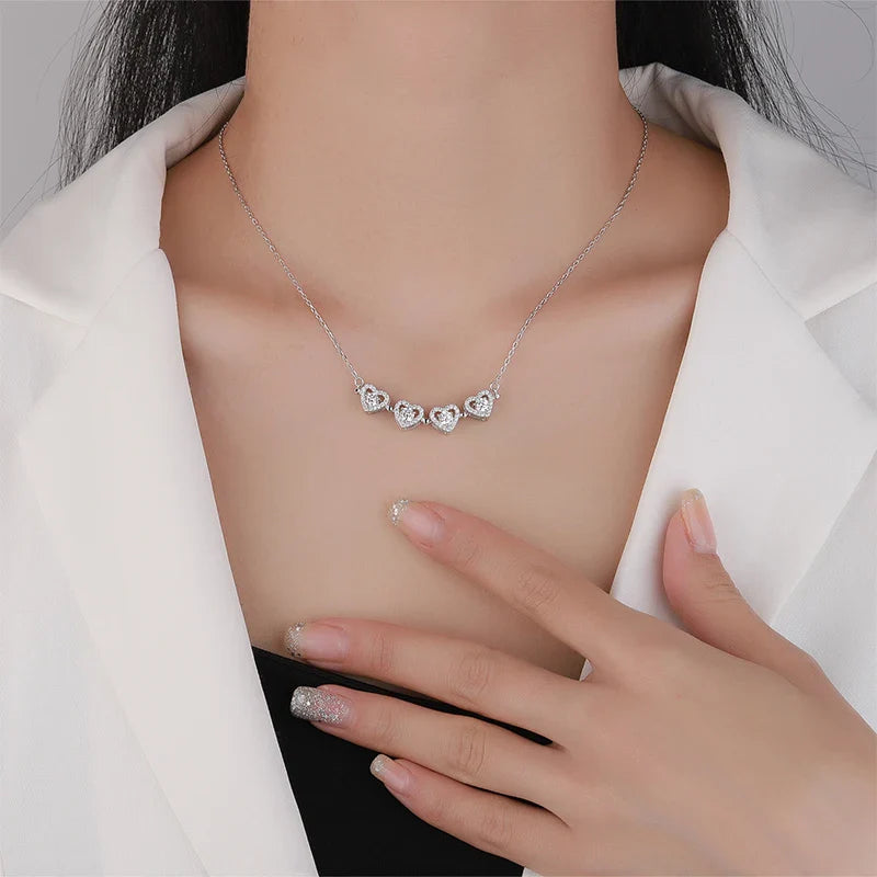 Sterling silver S925 four-leaf clover necklace for women Light Luxe Mosan diamond clavicle chain flower-shaped pendant for women