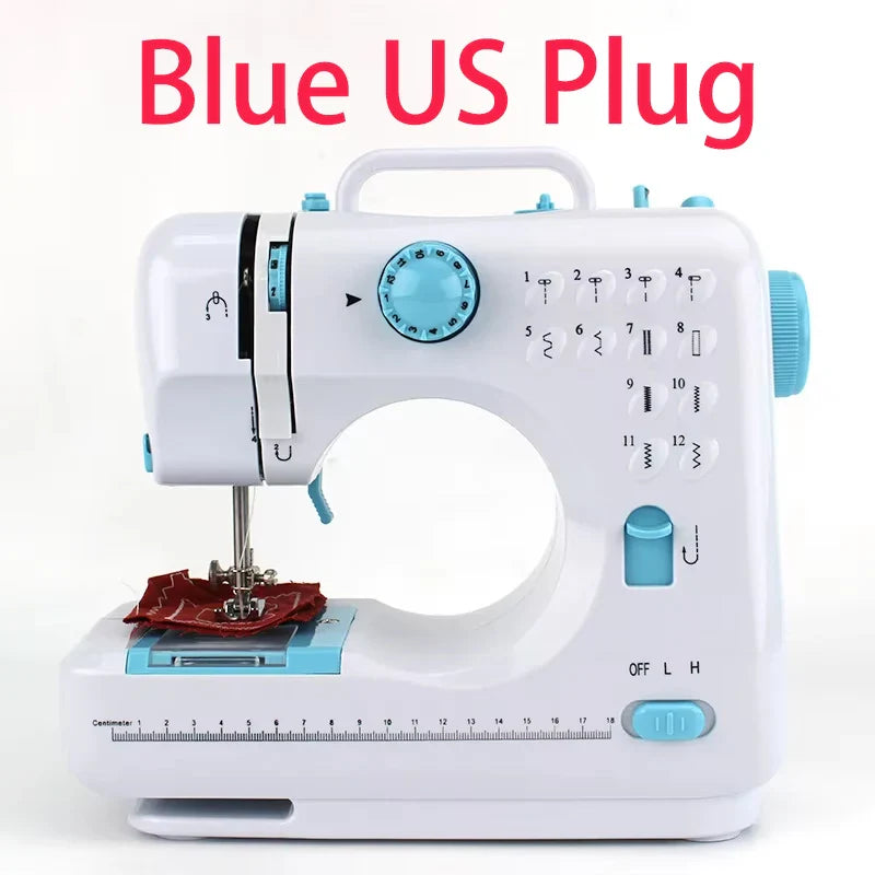 INNE Portable Sewing Machine Mini Electric Household Crafting Mending Overlock 12 Stitches Pedal Beginners With Presser Foot