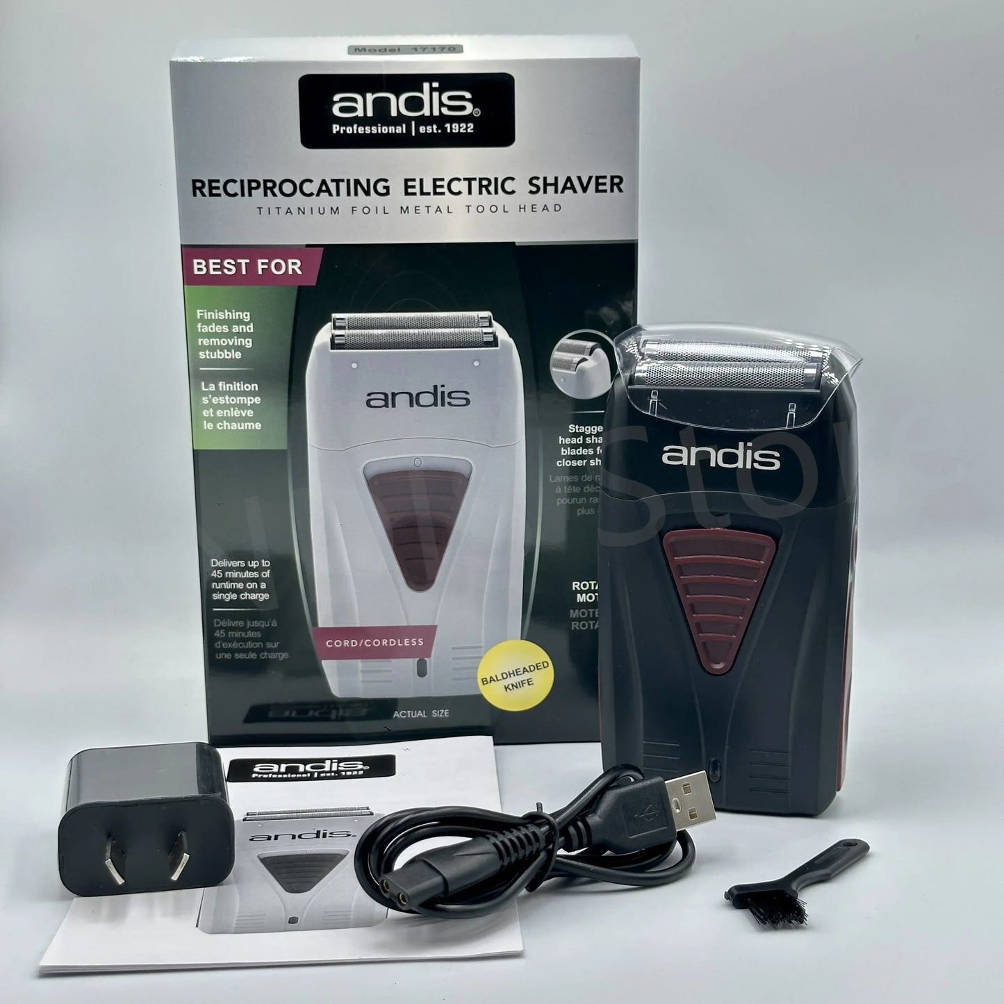 Original Andis 17170 Foil Lithium Titanium Shaver Smooth Shaving Cordless Shaver With Charger  For Men Razor Bald Hair Clipper