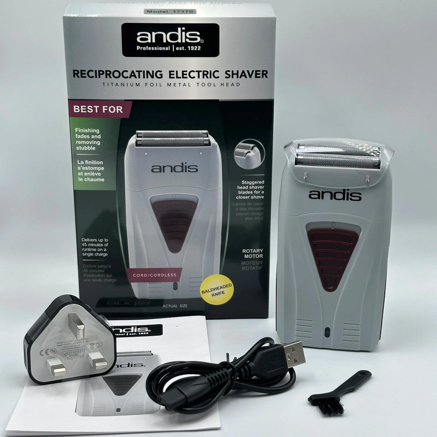 Original Andis 17170 Foil Lithium Titanium Shaver Smooth Shaving Cordless Shaver With Charger  For Men Razor Bald Hair Clipper