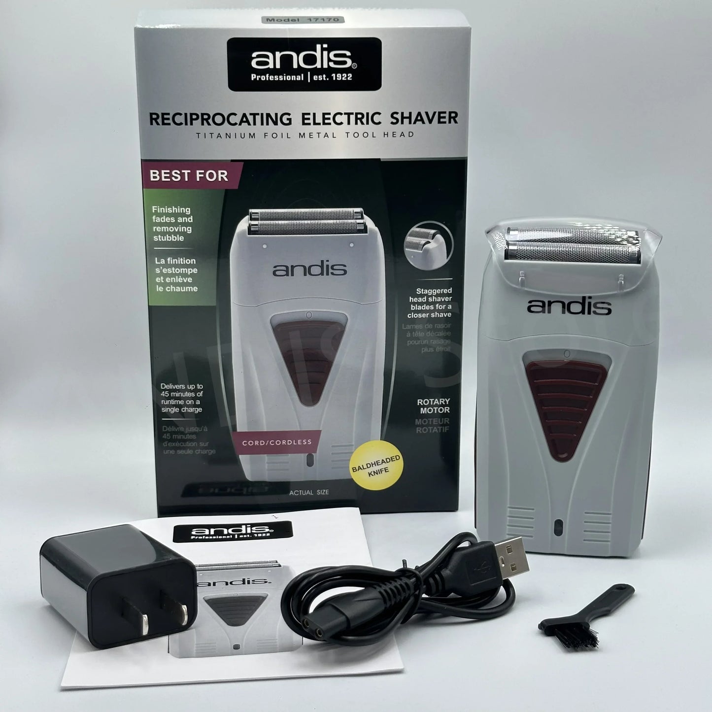 Original Andis 17170 Foil Lithium Titanium Shaver Smooth Shaving Cordless Shaver With Charger  For Men Razor Bald Hair Clipper