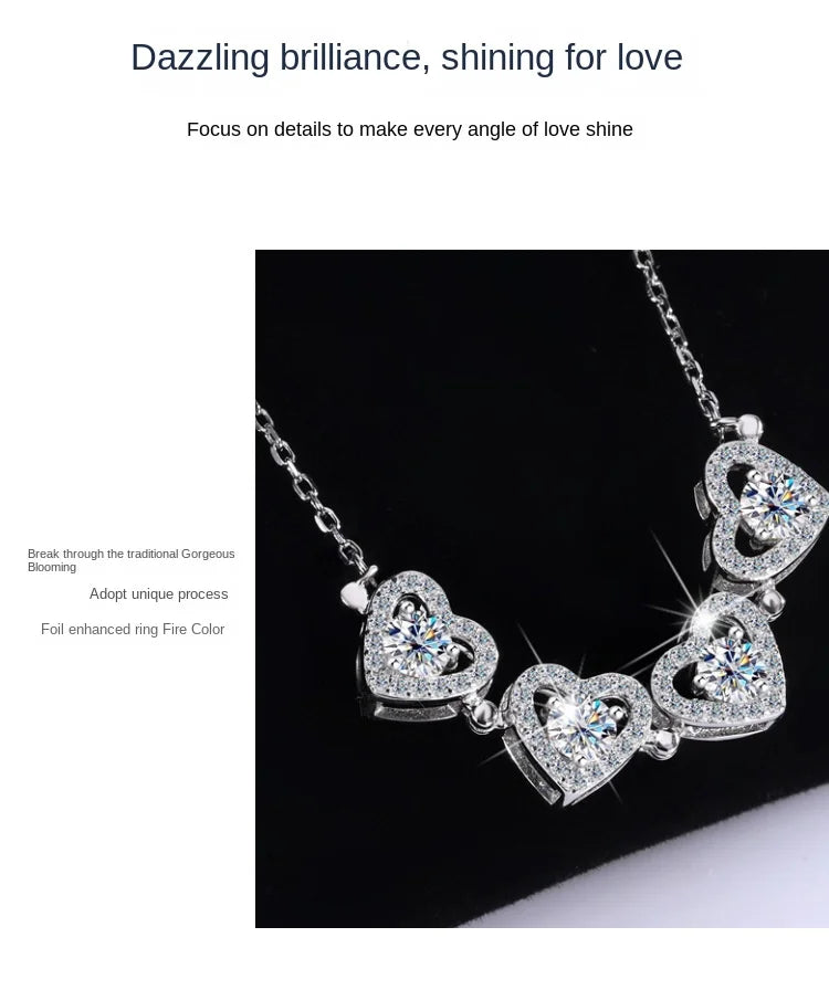 Sterling silver S925 four-leaf clover necklace for women Light Luxe Mosan diamond clavicle chain flower-shaped pendant for women