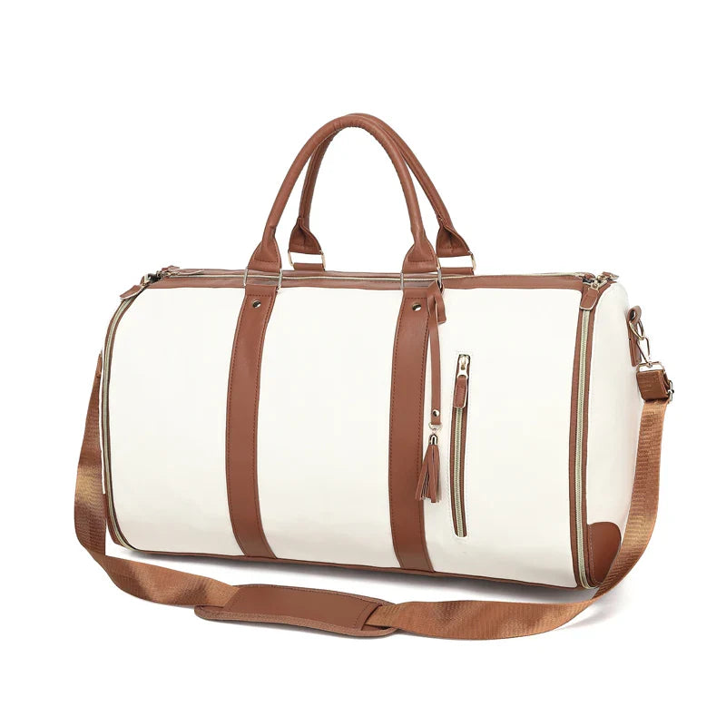 1pc Foldable Women's Travel Convenient Carry-on Clothing Bag Large PU Leather Duffel Bag Women's Business Travel Bag