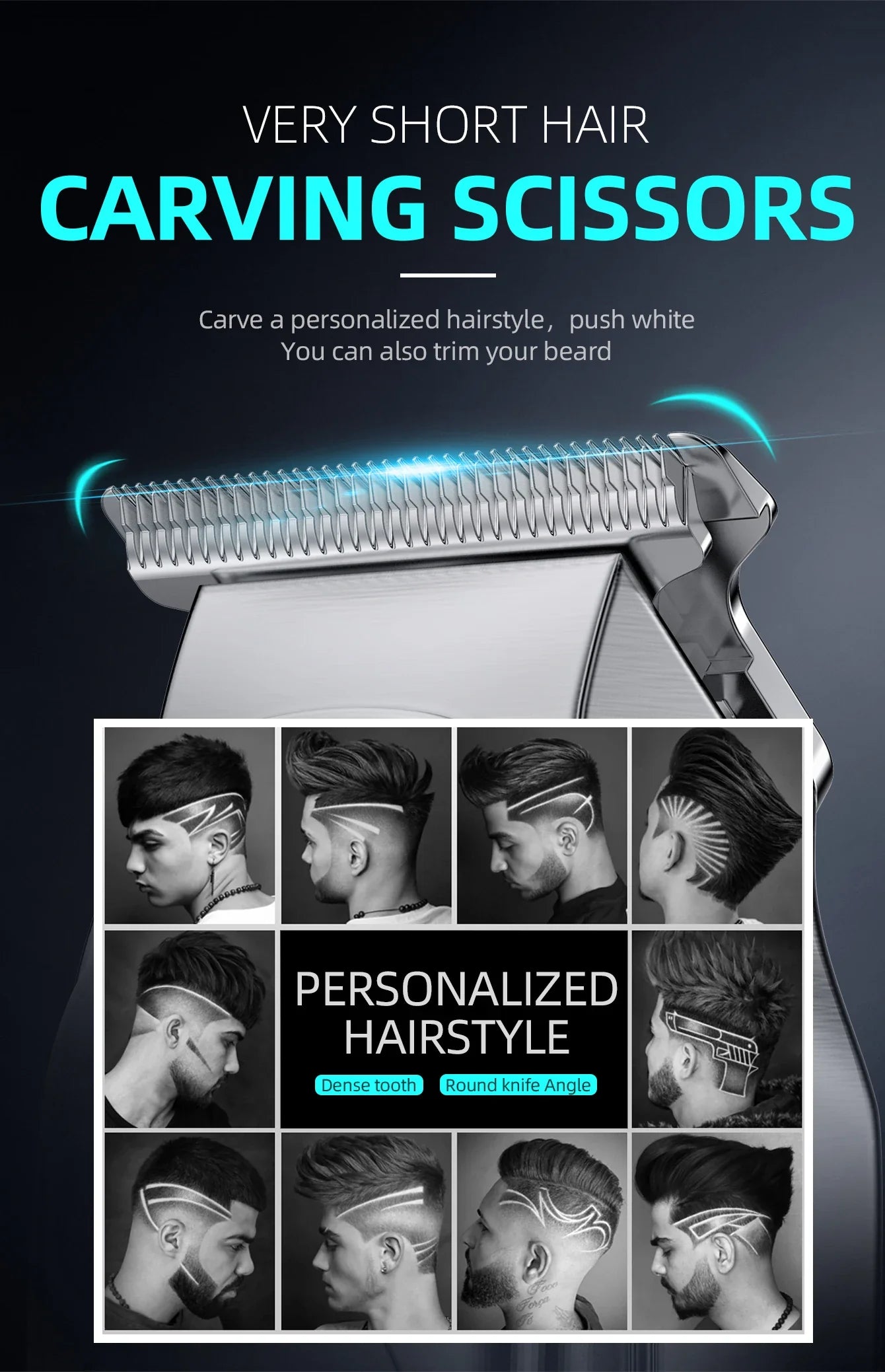 KIKIDO 2in1 Adjustable Cordless Hair Cutting Machine Full Metal Combo Kit Barber Hair Clipper Beard Shaver Kit for Men Gift2575T