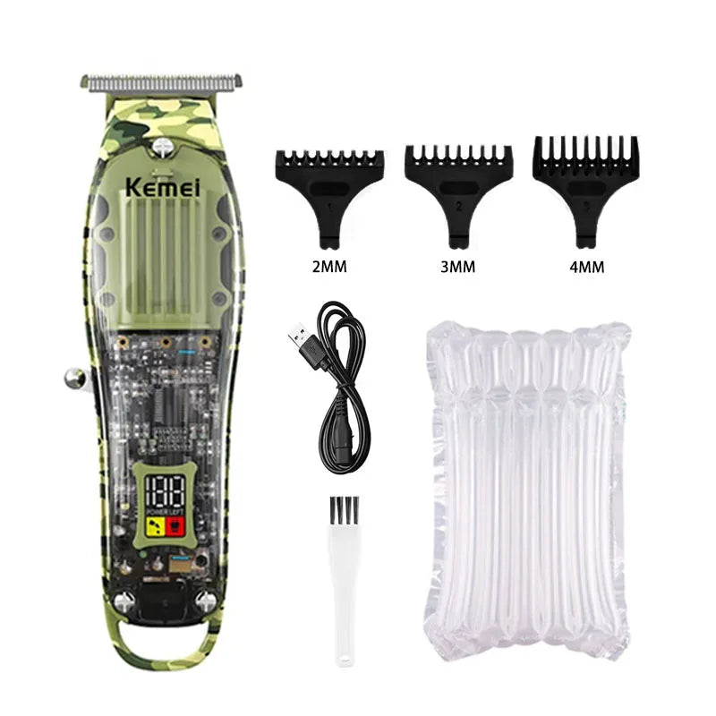 Kemei Transparent Body Electric Hair Clippers Kit KM-1926 KM-1928 Rechargeable Trimmer KM-TX7 Waterproof Men's Shaver Barber